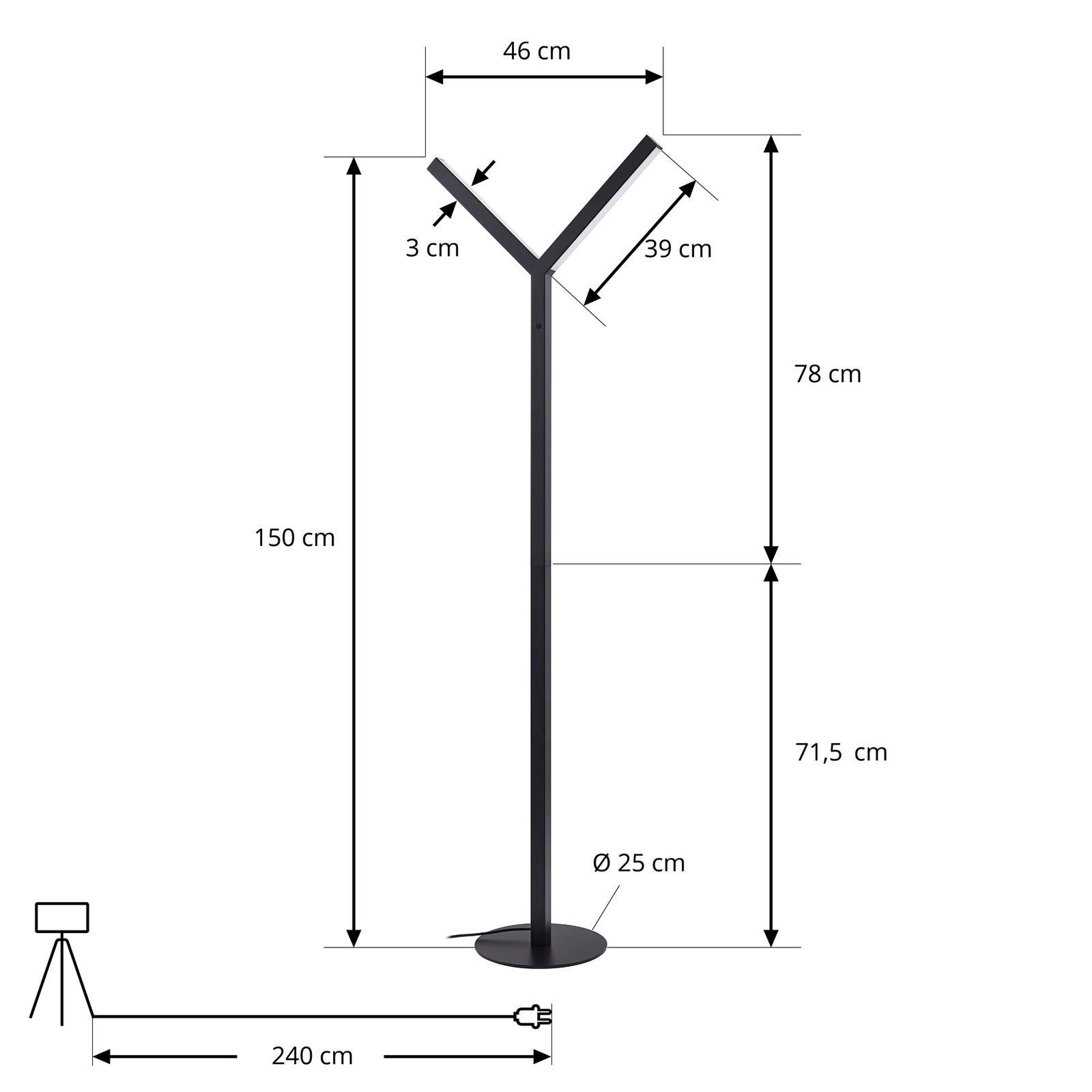 Lucande LED-gulvlampe Ilian, sort, metal, CCT, dæmpbar