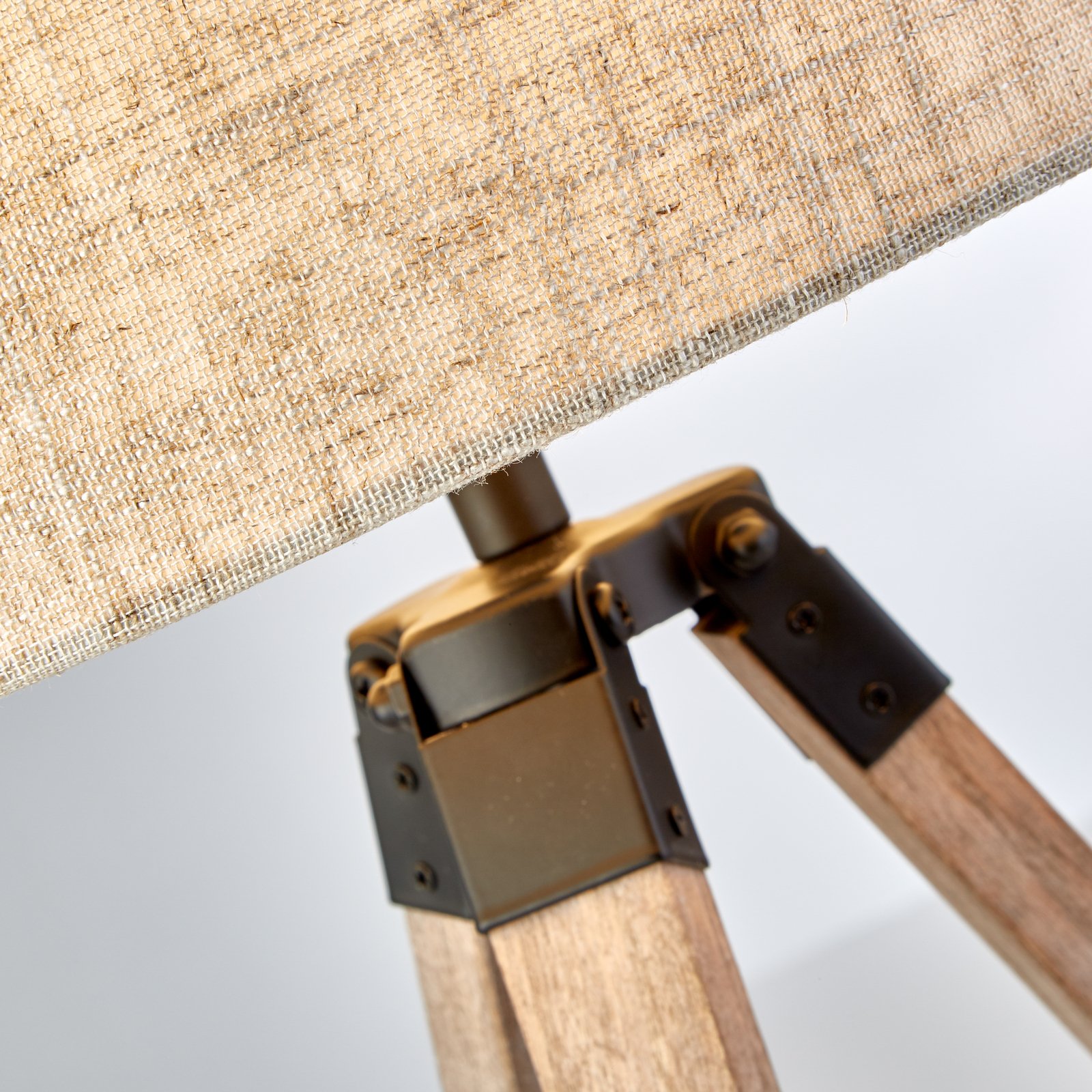 Tafellamp Fynriel, beige, hout/textiel, driepoot, 35 cm