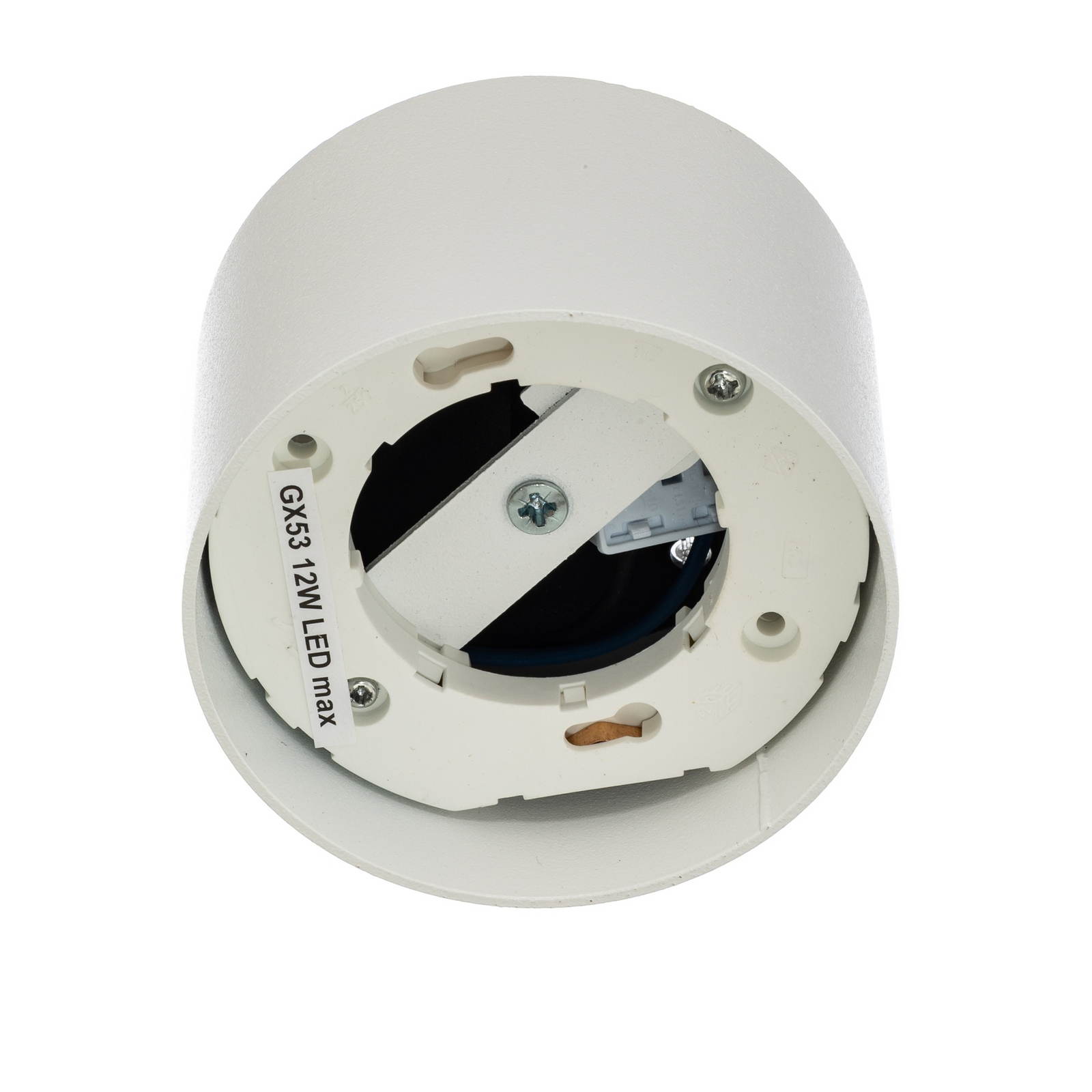 Plafonieră Tubo S, albă, oțel, Ø 8 cm, GX53