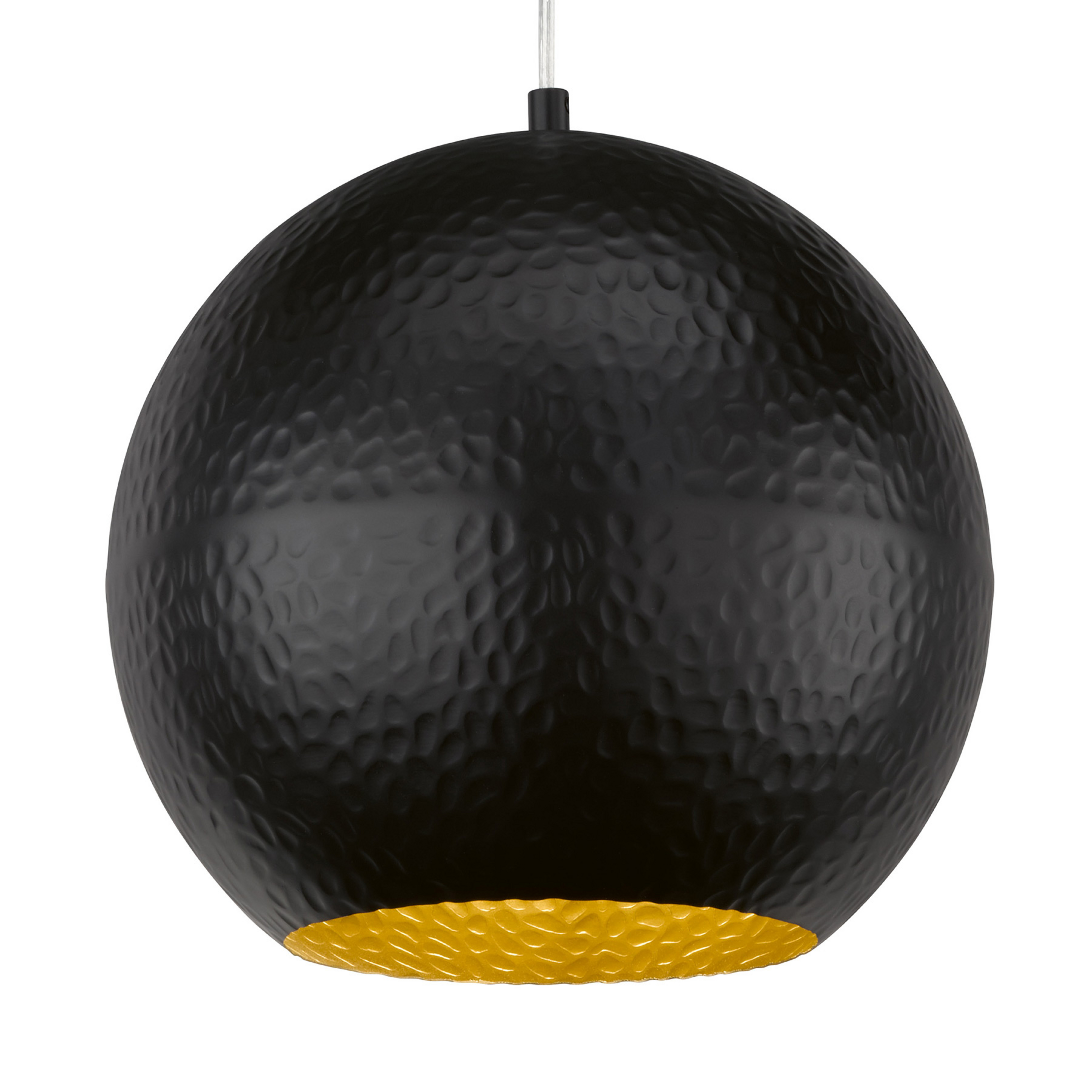 Závesná lampa Mylon, čierna/zlatá, guľová