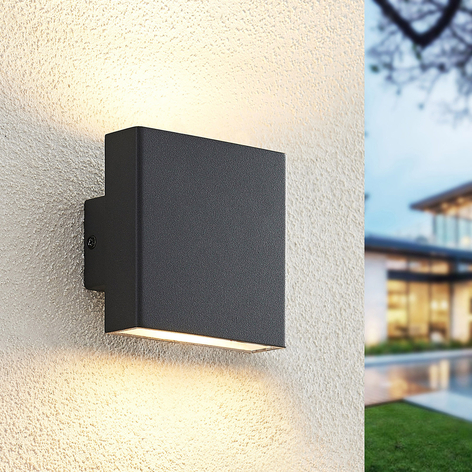 Ploski outdoor wall lamp, 2-bulb, 10 cm anthracite