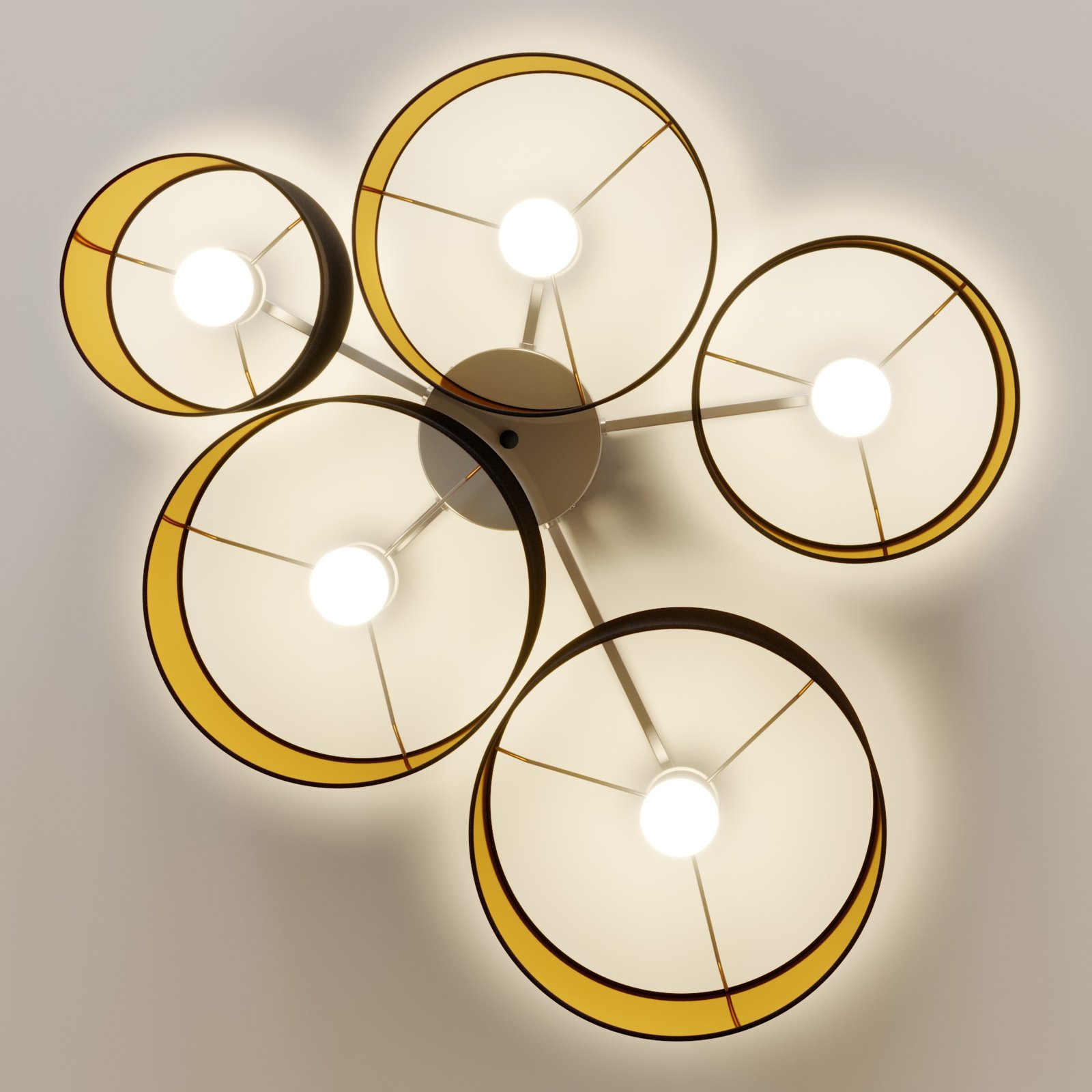 Lindby Laurenz taklampe, 5 lys 83cm svart-gull