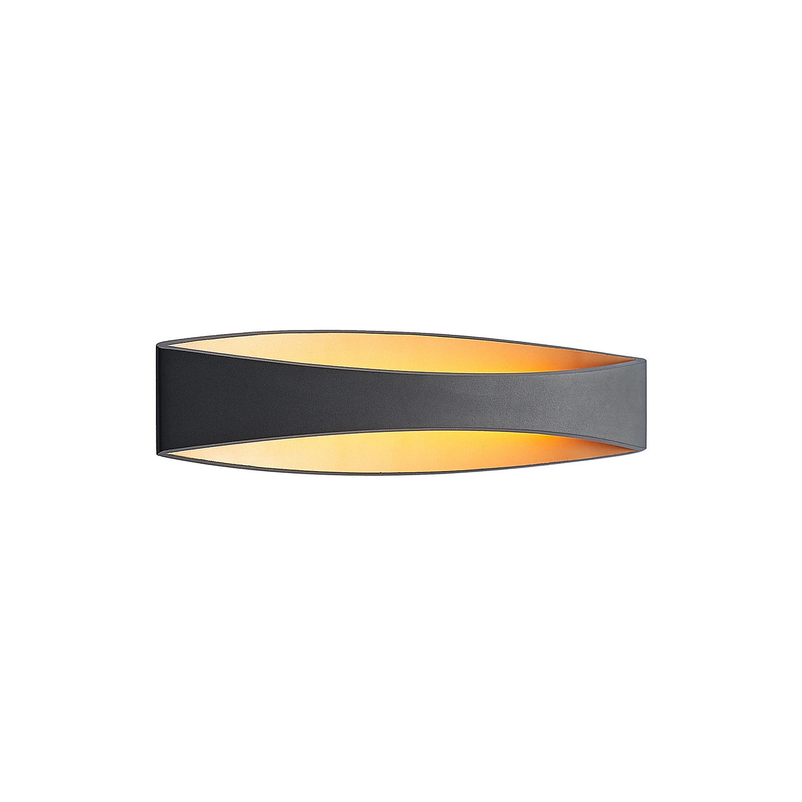 Arcchio LED wandlamp Jelle, 44 cm, zwart/goud, omhoog/omlaag