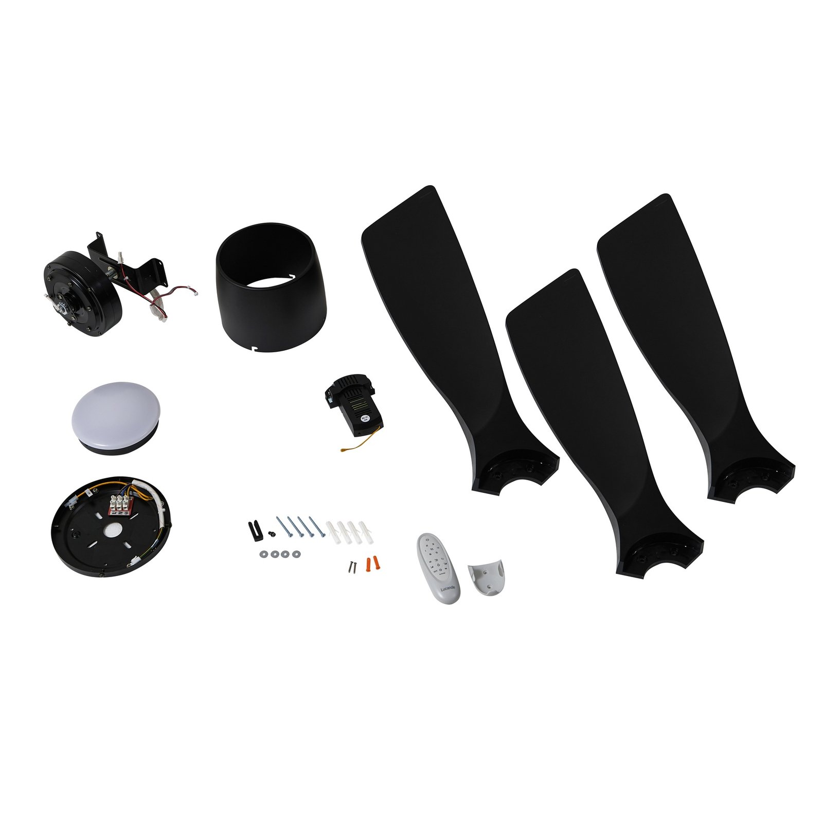 Lucande Smart LED-Deckenventilator Moneno, schwarz, DC, Tuya