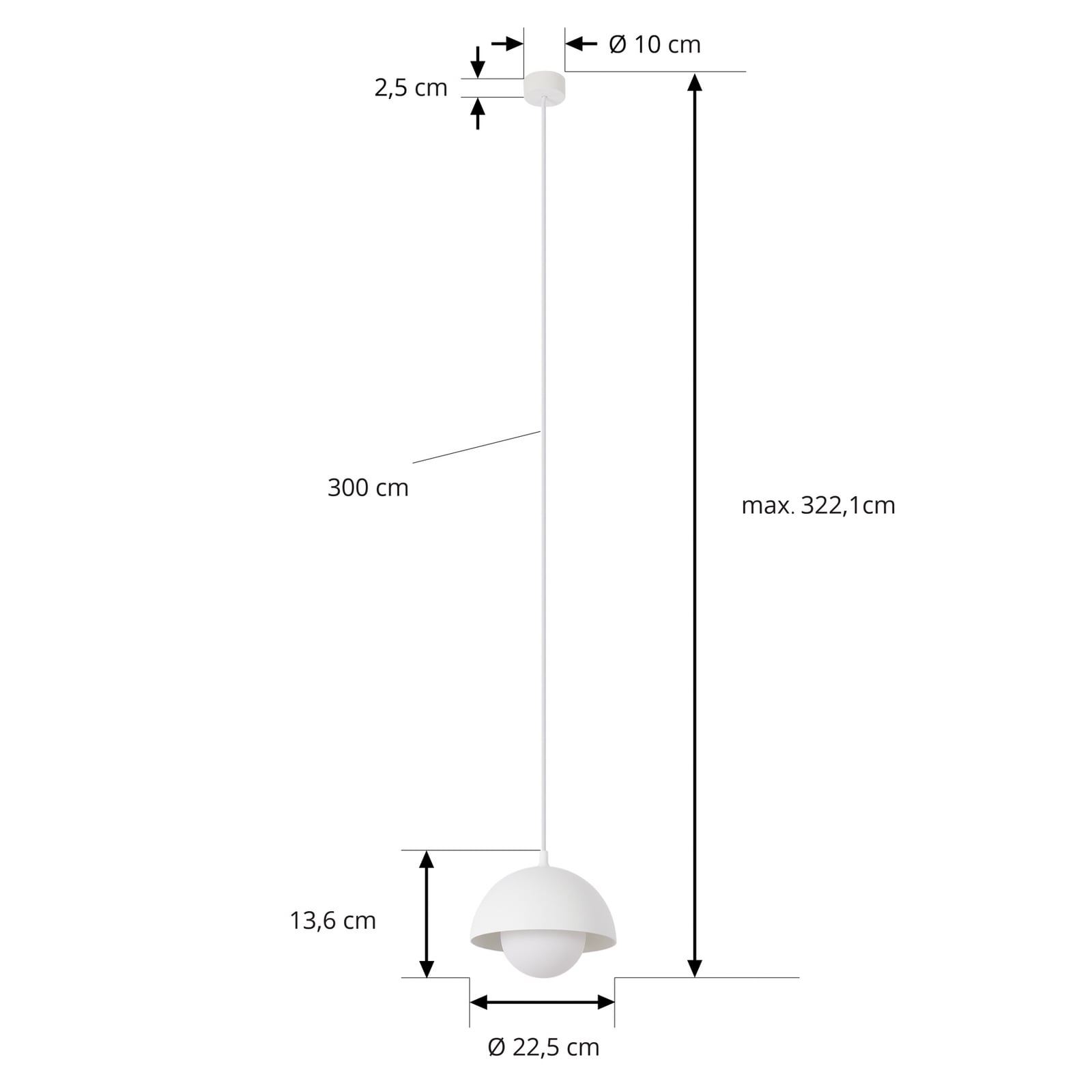 Suspension Nola Hide, blanche, Ø 17 cm, aluminium/verre, G9