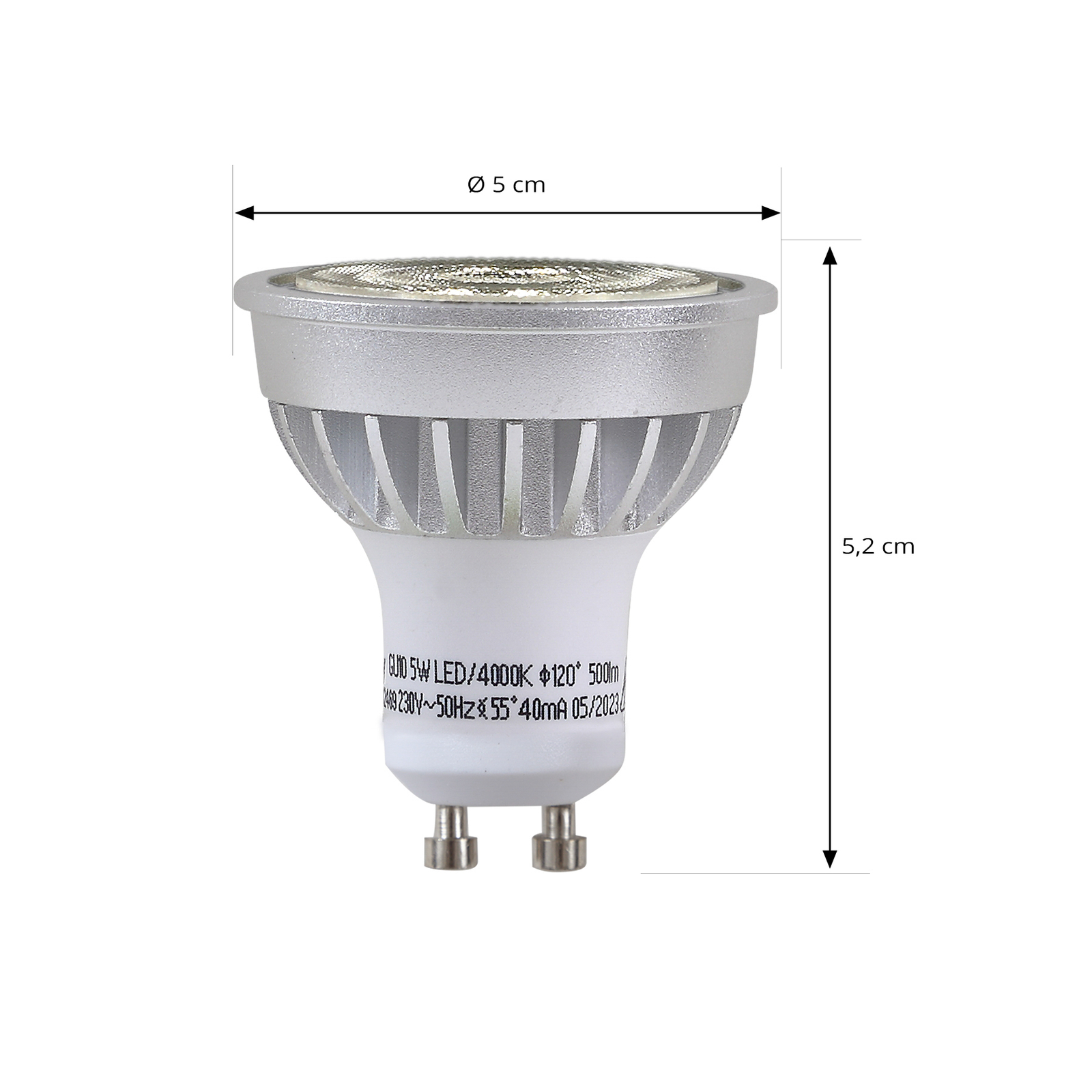 Lindby LED reflektor, GU10, 5 W, opal, 4000 K, 55°
