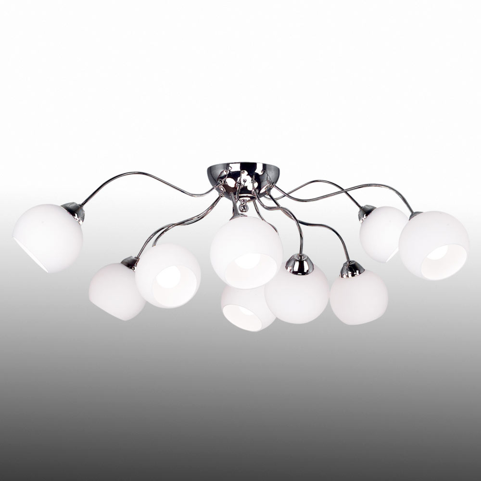 Lis Poland Spider timeless ceiling light, glass lampshades, for Living / Dining Room, metal, glass, E14, 40 W, energy efficiency: A++, H: 30 cm