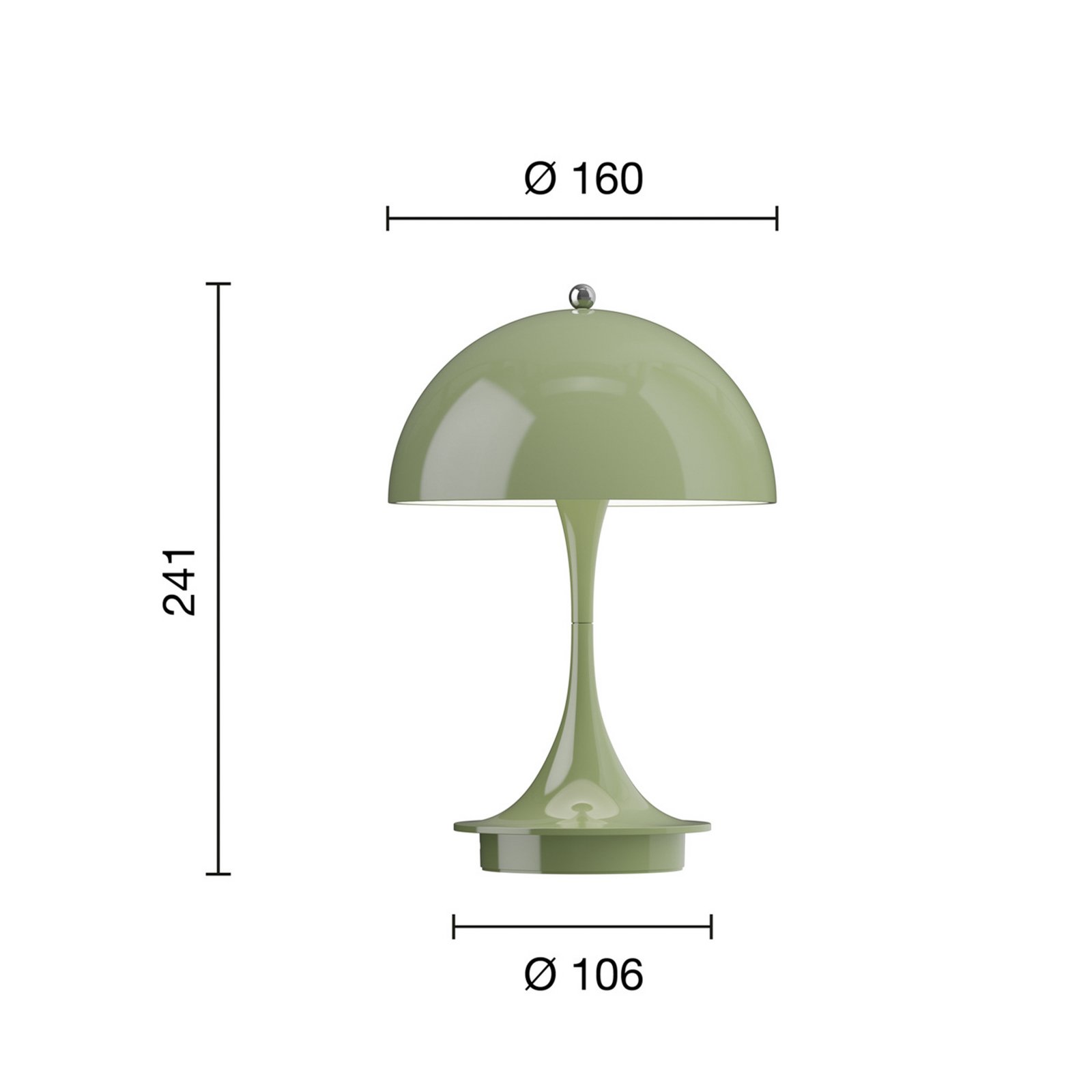 Panthella 160 Portable Table Lamp V3 Opaque Moss Green - Louis Poulsen