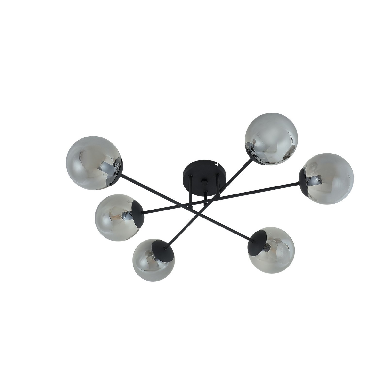 Lindby Isamer ceiling light, smoke grey, Ø 80 cm, globe