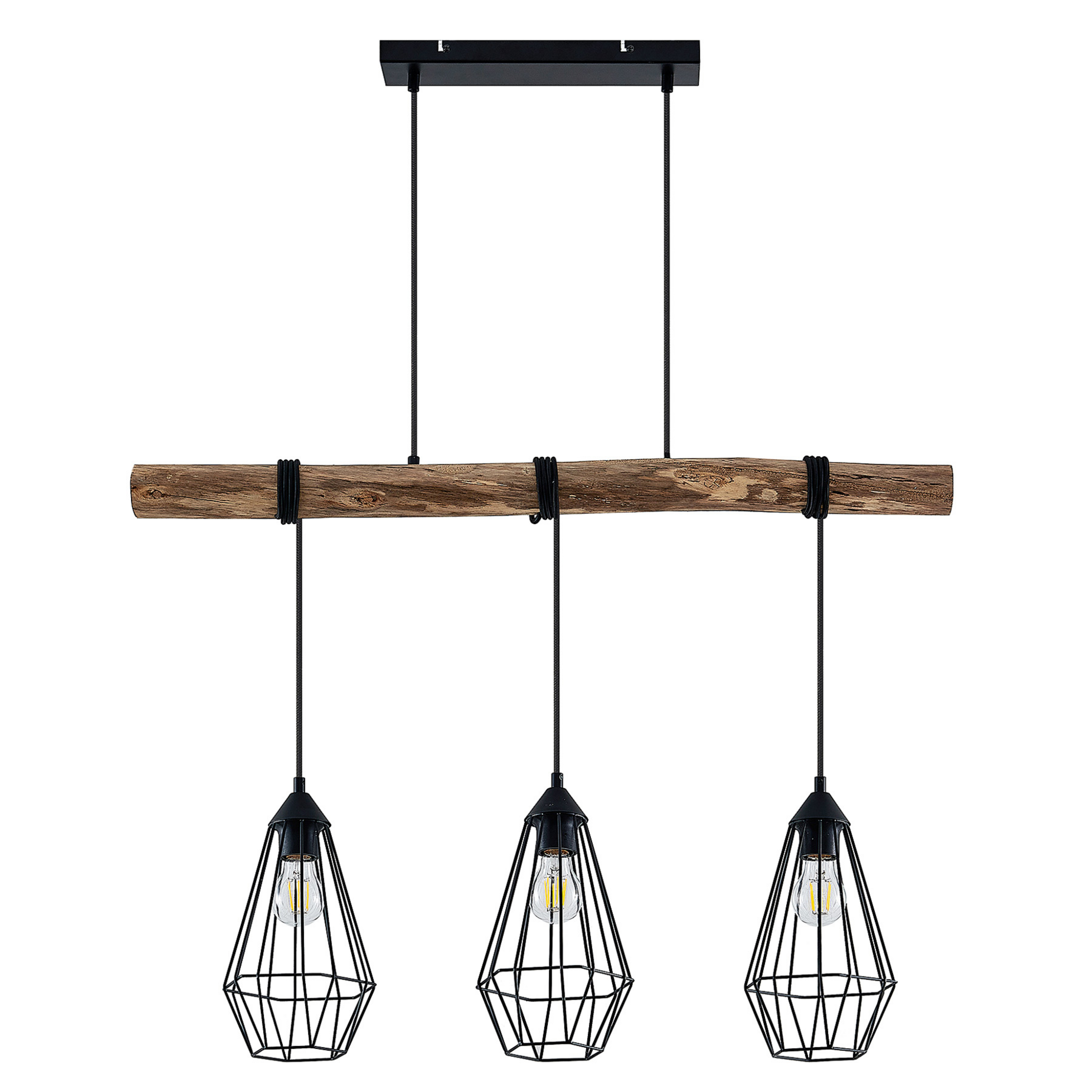 Eldarion 3 Suspension Black/Wood - Lindby