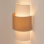 Aplique de pared Nature, color crema/yute, altura 41 cm, tejido, luz hacia