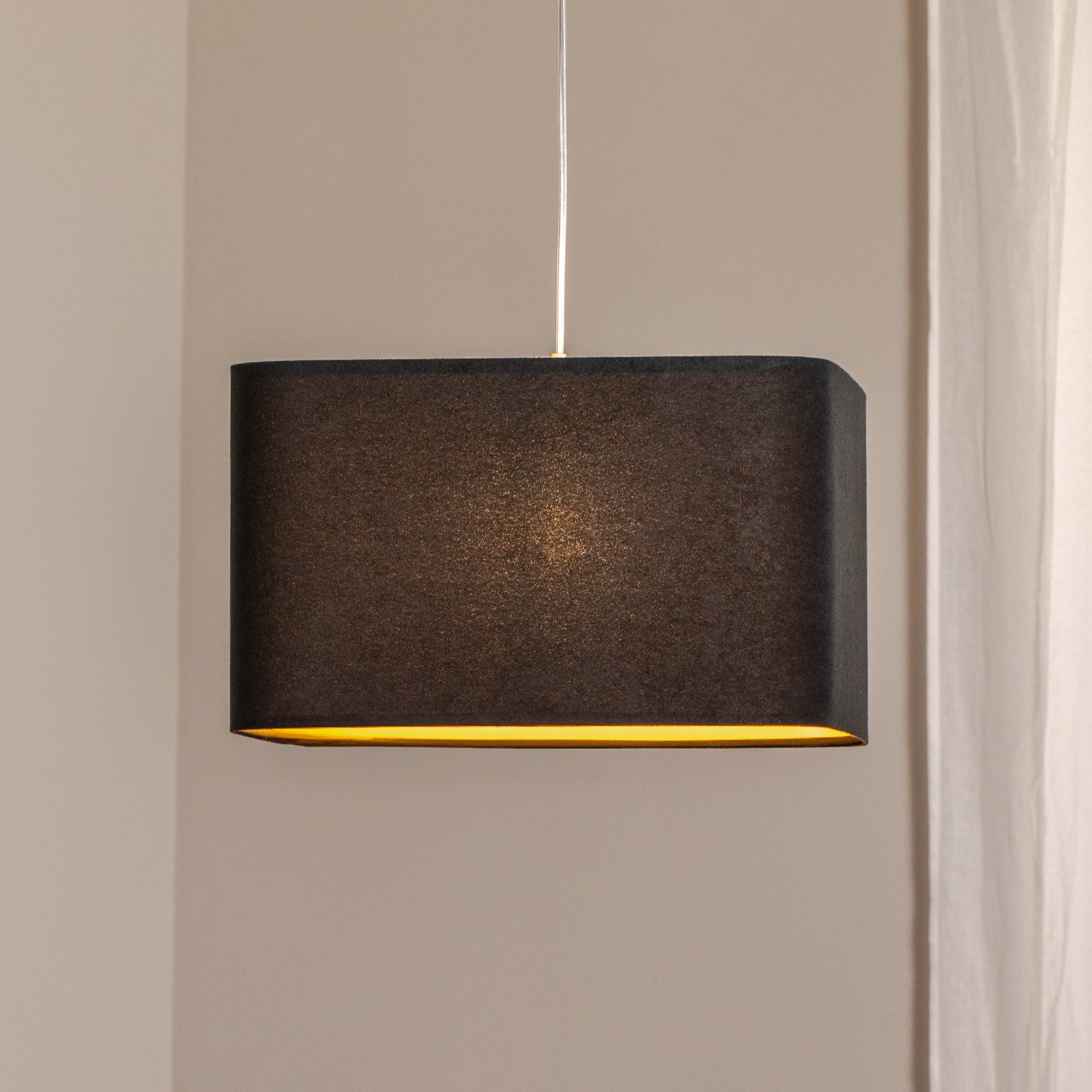 Maco Design Lampă suspendată Kwadro negru 40 x 40 cm velur - Camera de zi / sufragerie - negru auriu - Țesătură / Textil