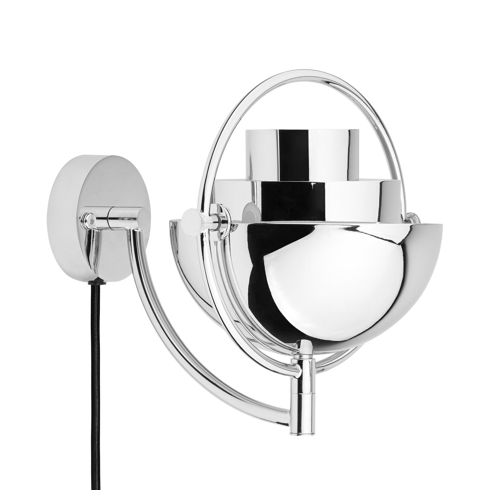 Aplique de pared Gubi Multi-Lite, cromado, metal, G9