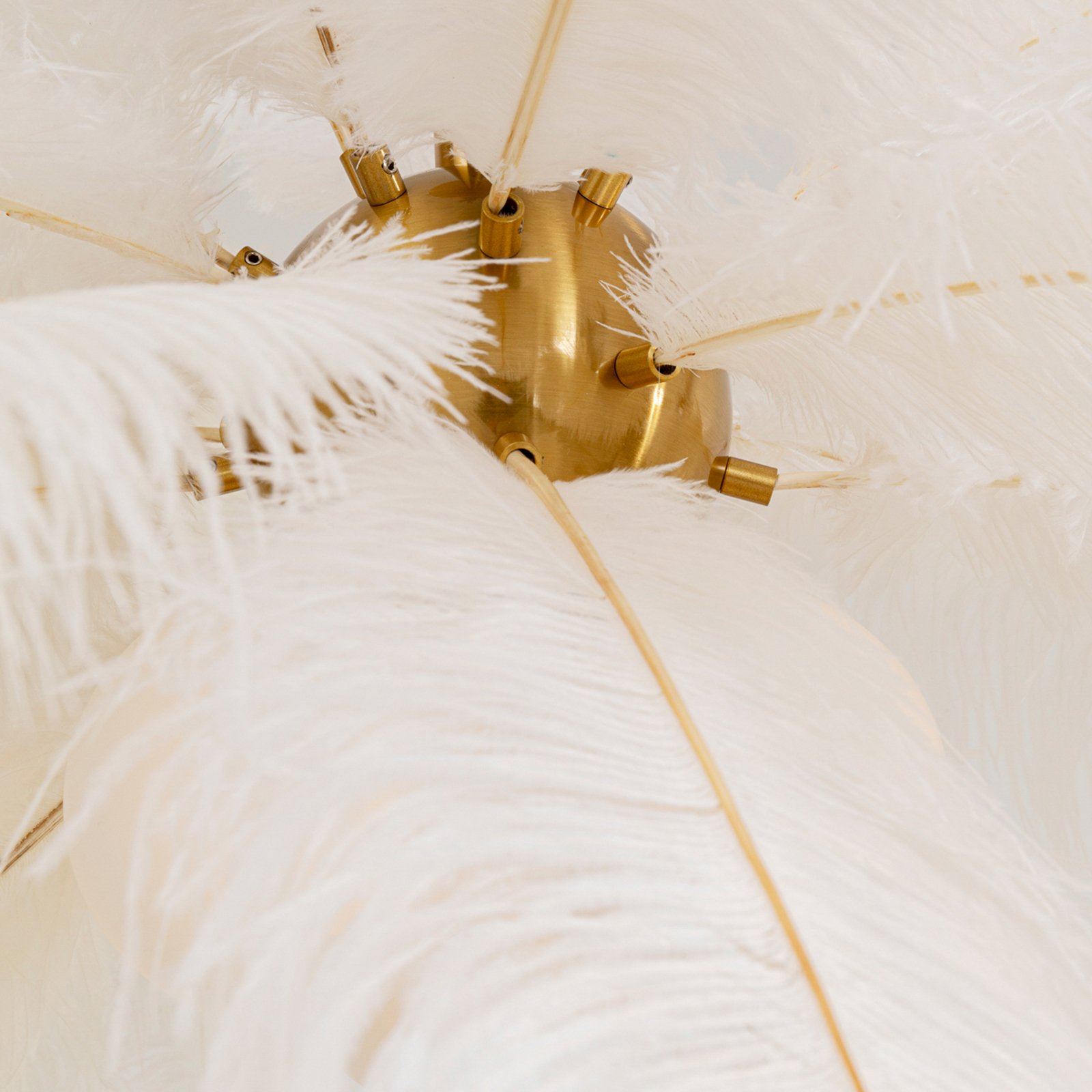Lámpara colgante KARE Feather Palm, blanca, plumas, Ø 87 cm, G9