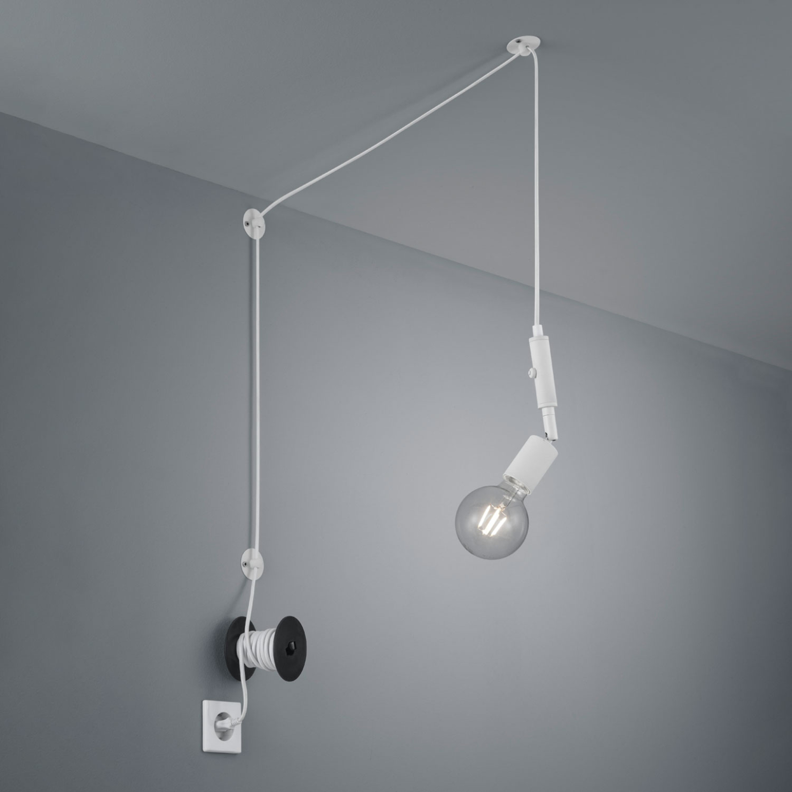 Trio Lighting Stella hanging light, decentralised, plug, white, for Living / Dining Room, metal, E27, 42 W, energy efficiency: A++