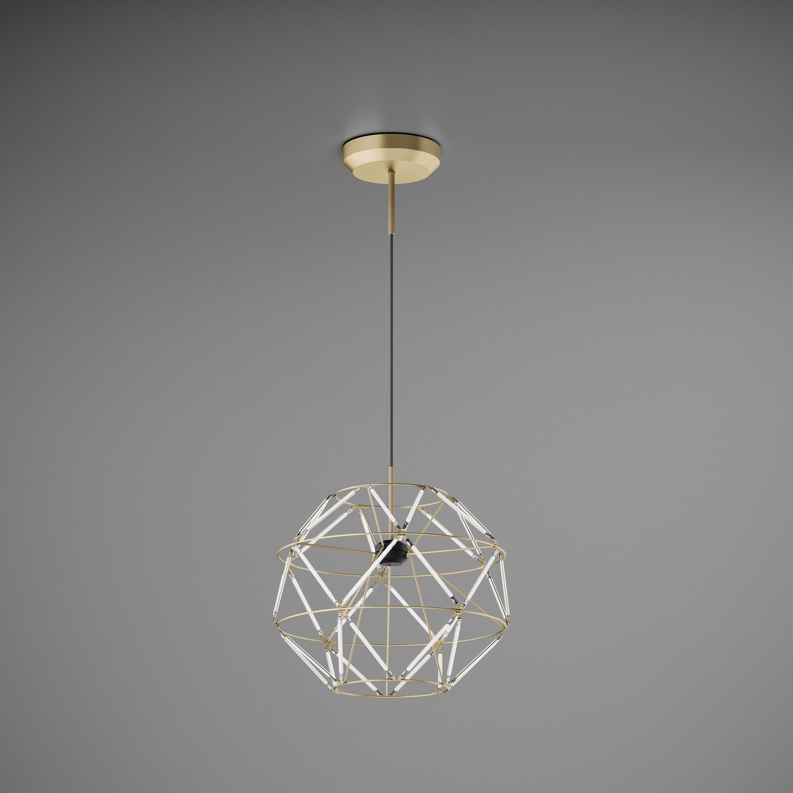 Euclide LED pendant light, gold-coloured, metal, 35 cm wide