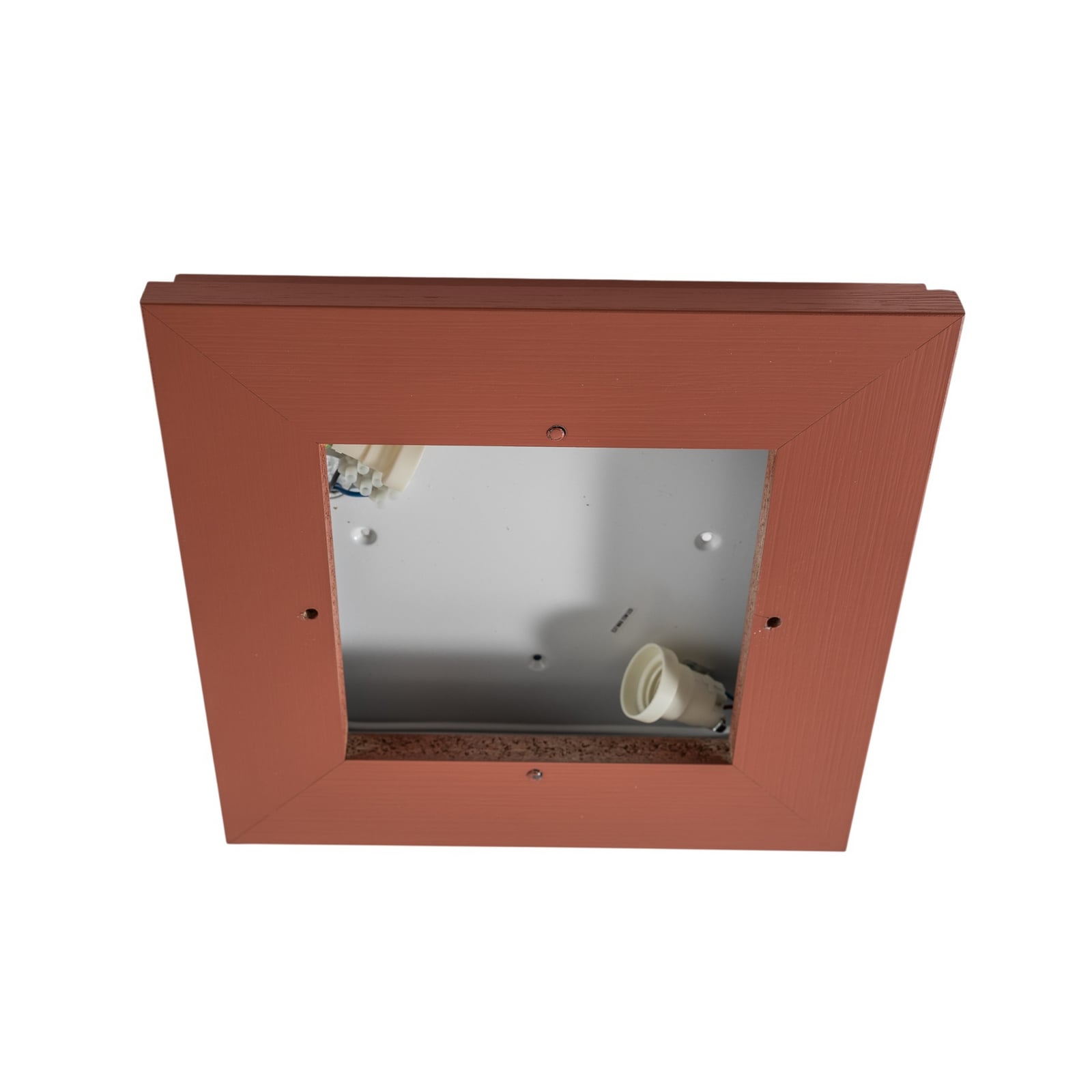 Plafondlamp Tally, breedte 32 cm, terracotta, hout, E27