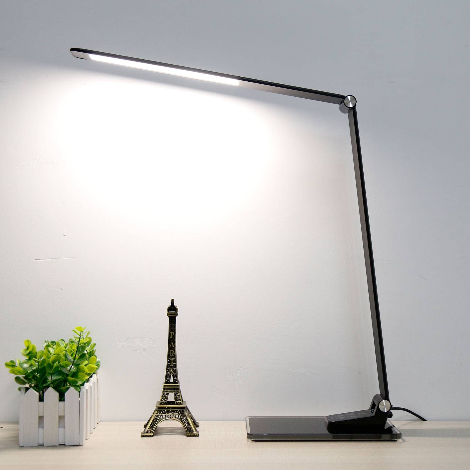 Aluminor Lampe de bureau LED Starglass avec socle en verre