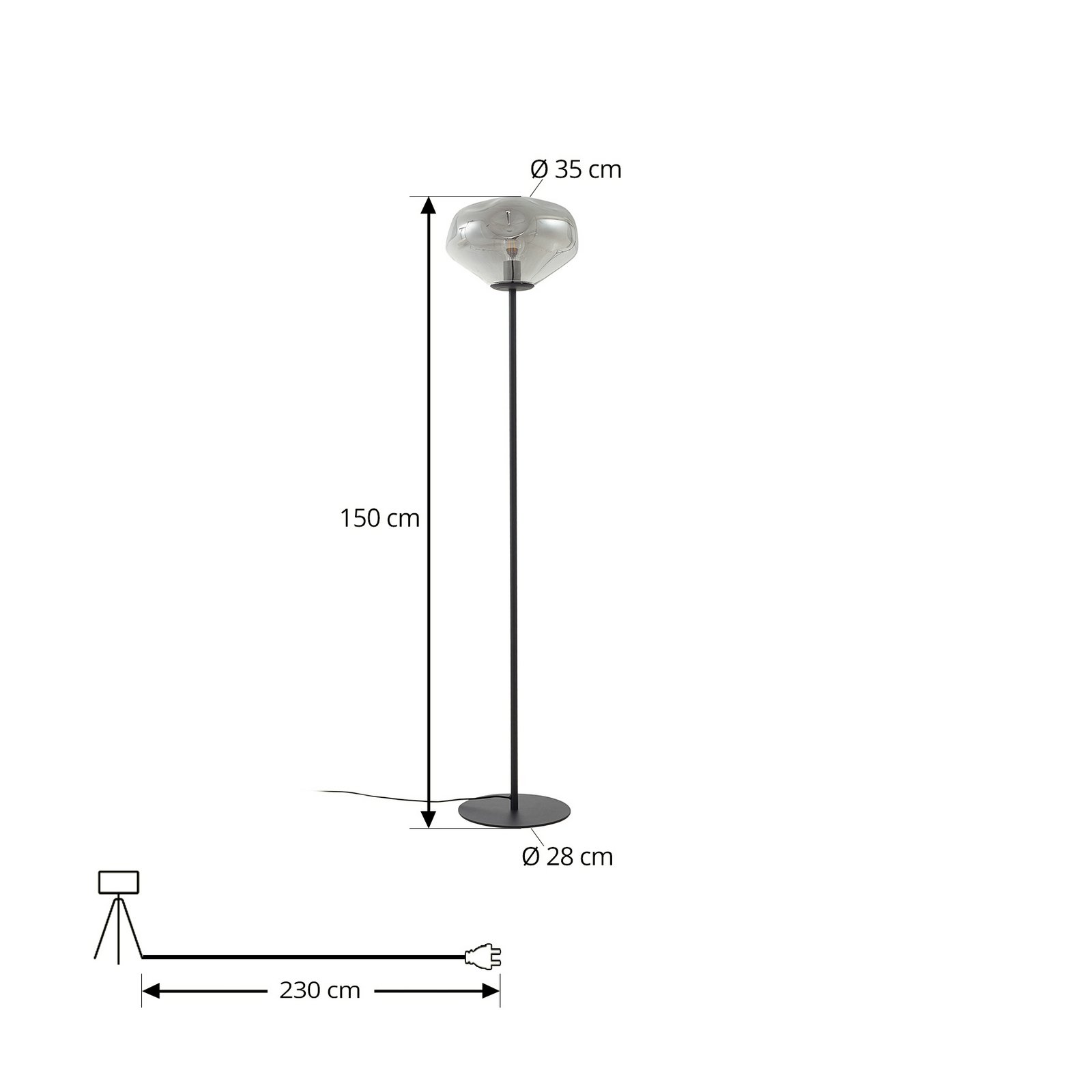 Lelia lampa stojąca wysokość 150 cm szklana metalowa - Lindby