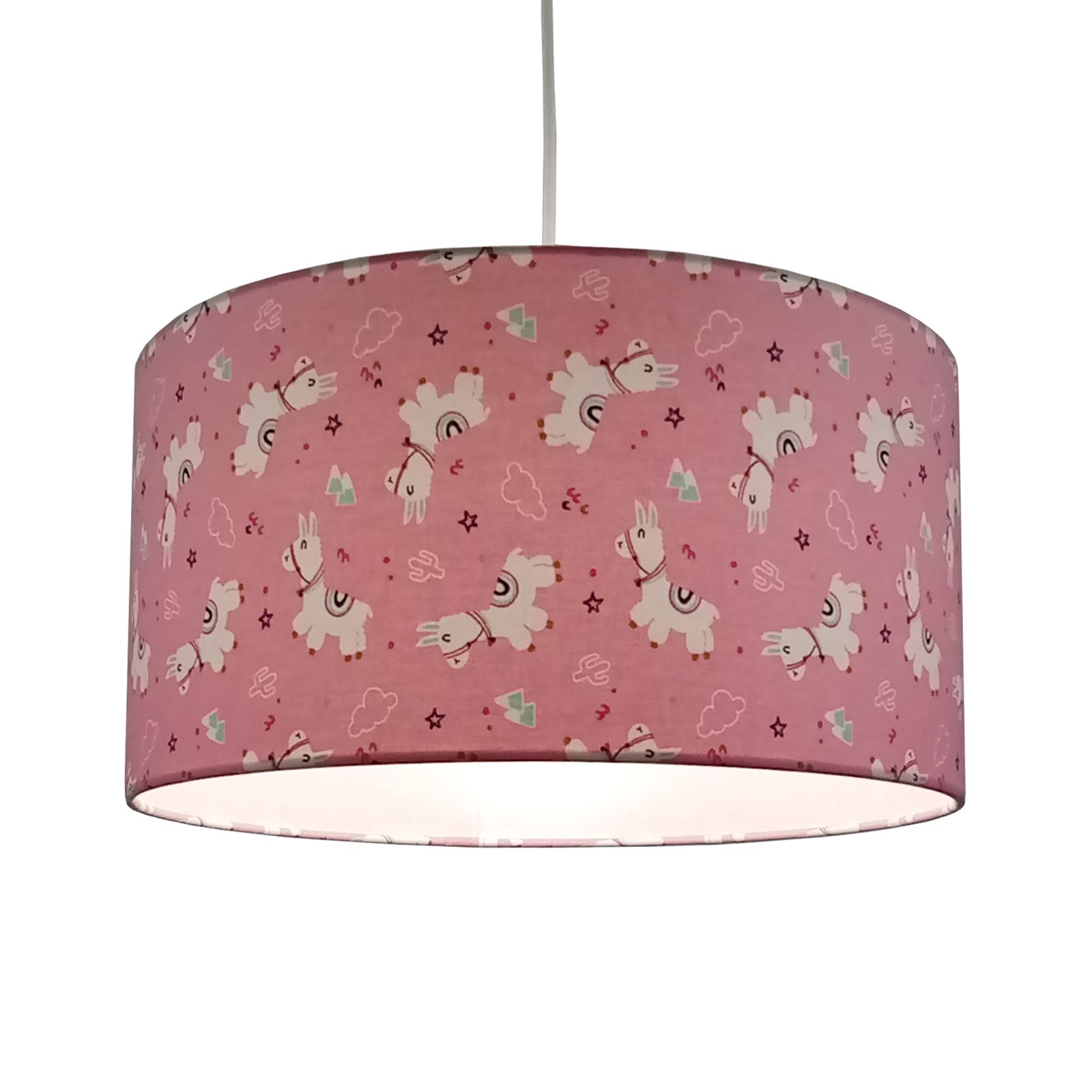 Niermann Standby Alpacas fabric hanging light in pink, for Children's Room, fabric, metal, E27, 60 W, energy efficiency: A++, H: 19 cm