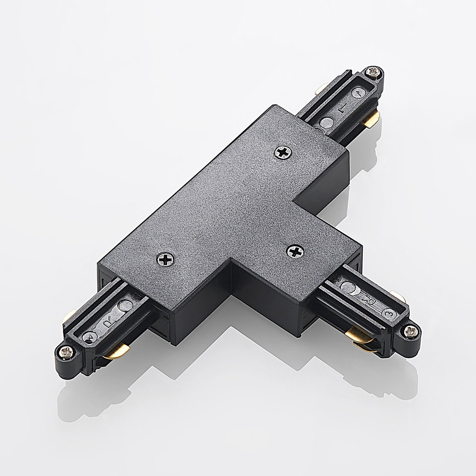 Lindby T-connector Linaro, black, single-circuit track lighting system
