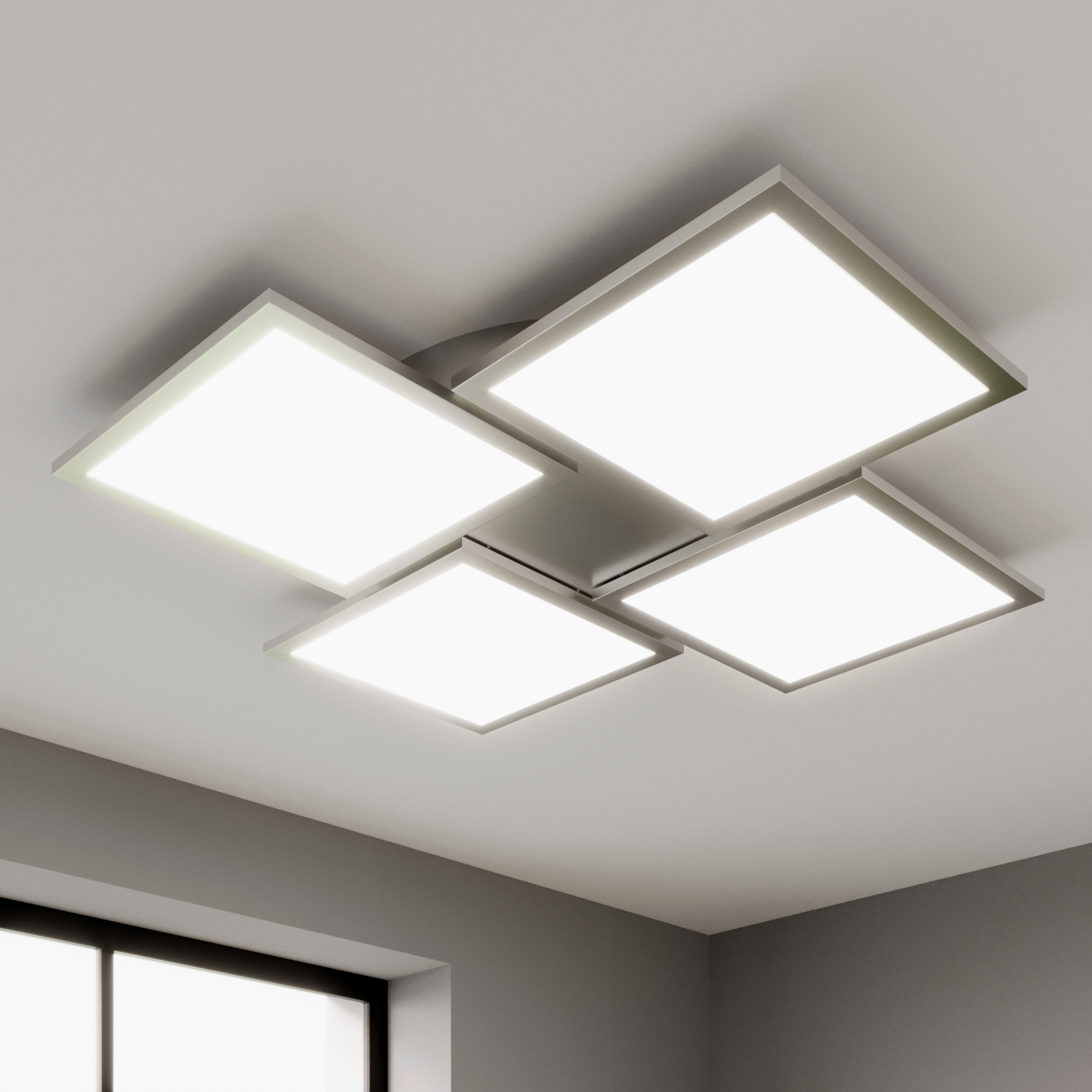 Lucande LED-Deckenlampe Ilira, 4-flg., silber, CCT, dimmbar