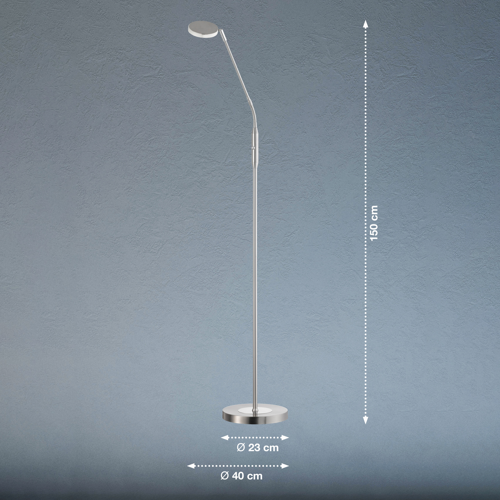 LED-Stehleuchte Lunia, einflammig, nickel matt