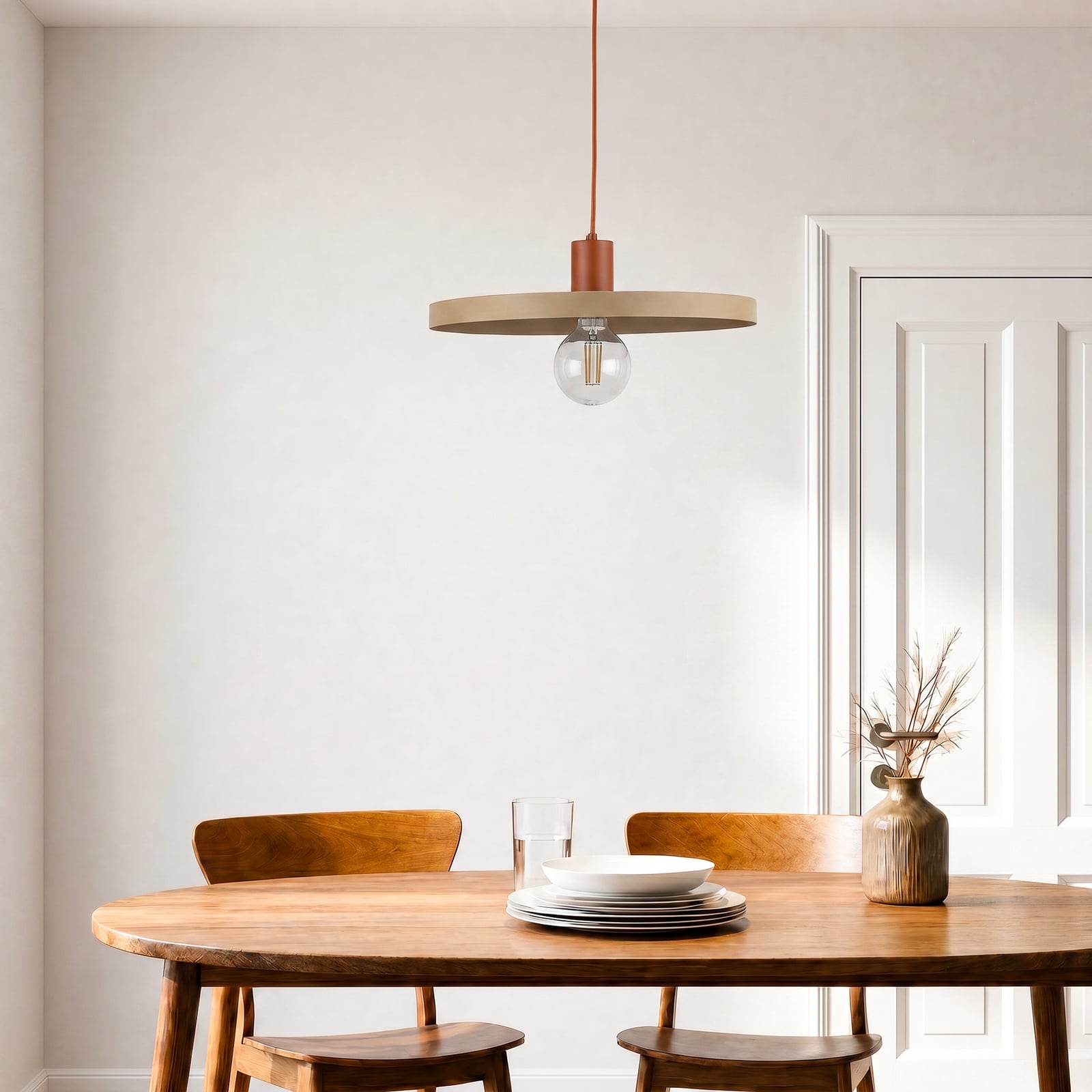 Suspension Sila, sable/rouge, métal, Ø 45 cm, E27