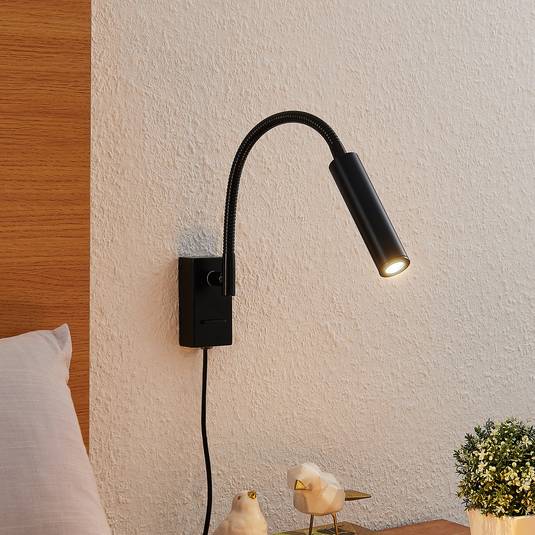 Lucande Anaella LED fali lámpa, fekete, 47 cm