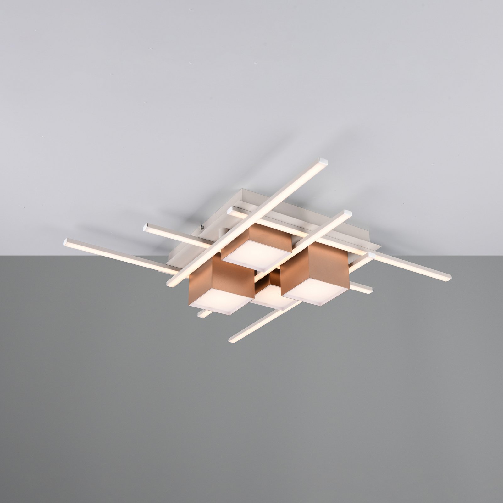 LED ceiling lamp Roger, coffee, metal, CCT, remote control