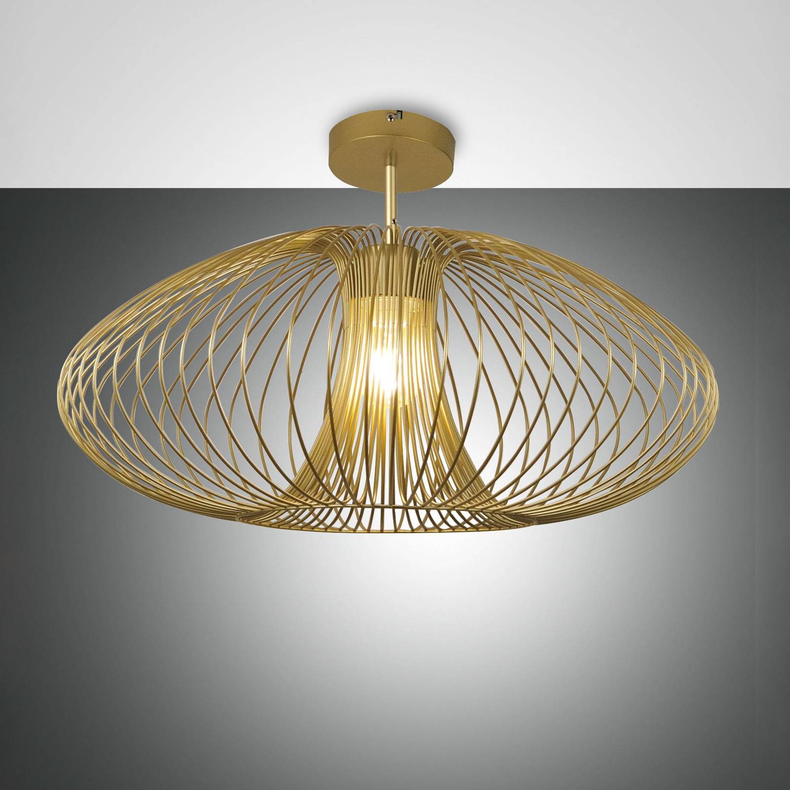 Lampa sufitowa Fassa, złote matowe wykończenie, Ø 60 cm, metal