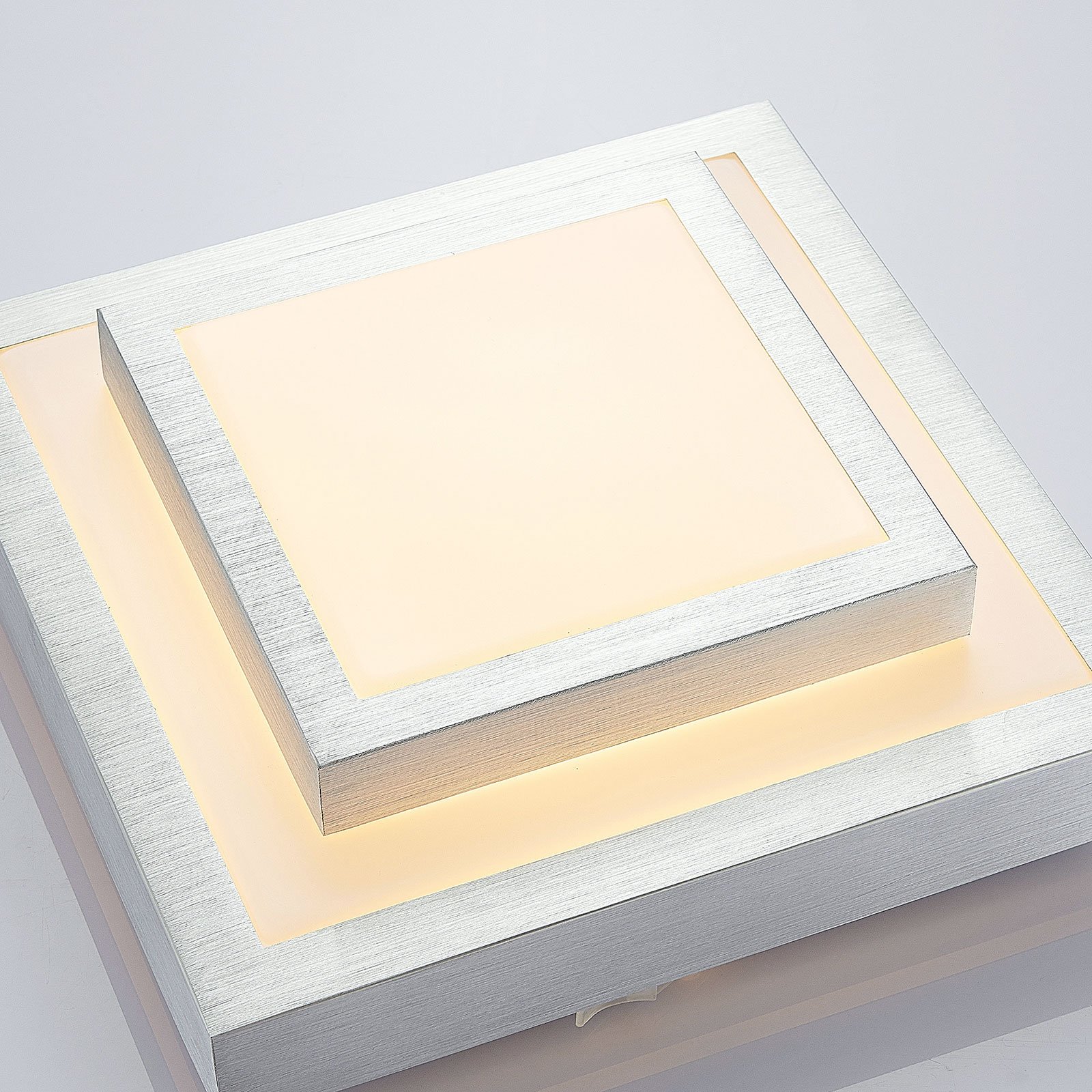 Mirco Square LED Lámpara de Techo L27 Alu/White - Lindby