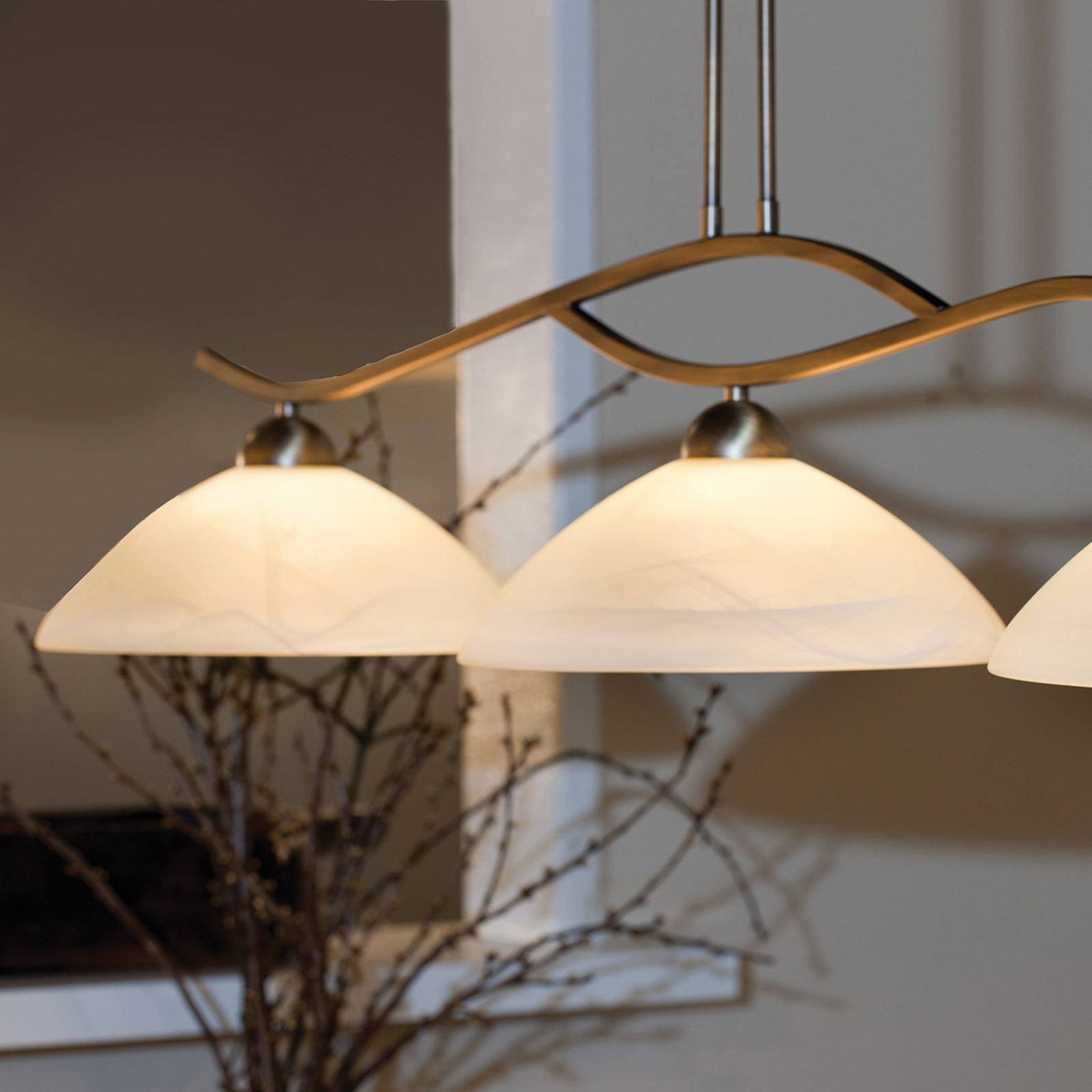 Capri hanging light 3-bulb cream/bronze