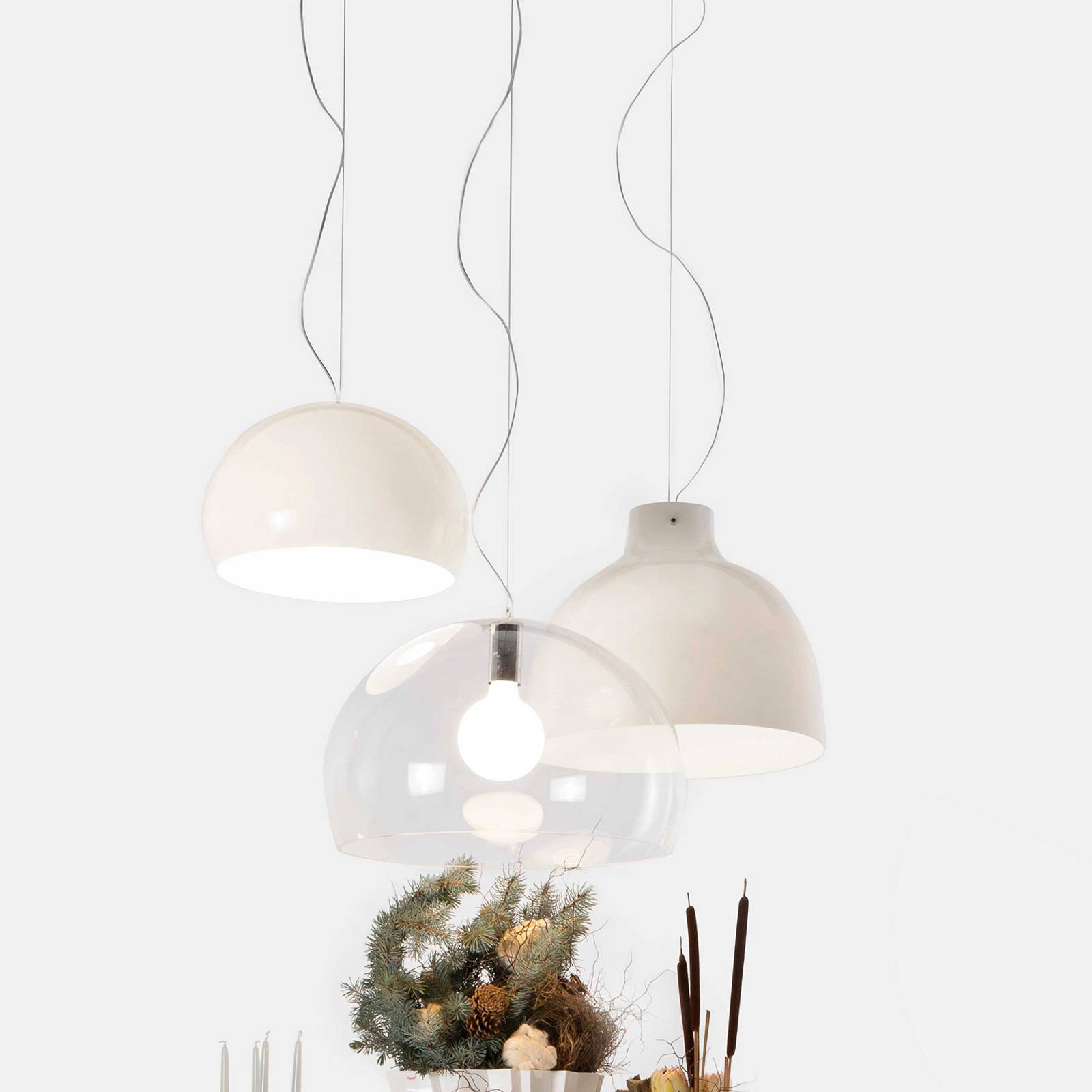 Kartell FL/Y – lampa wisząca LED, biała lśniąca