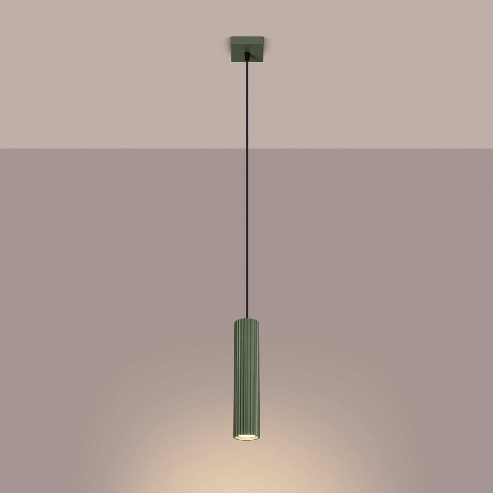 Żyrandol ALORA, oliwkowa zieleń, Ø 8 cm, metal, GU10 - SOLLUX