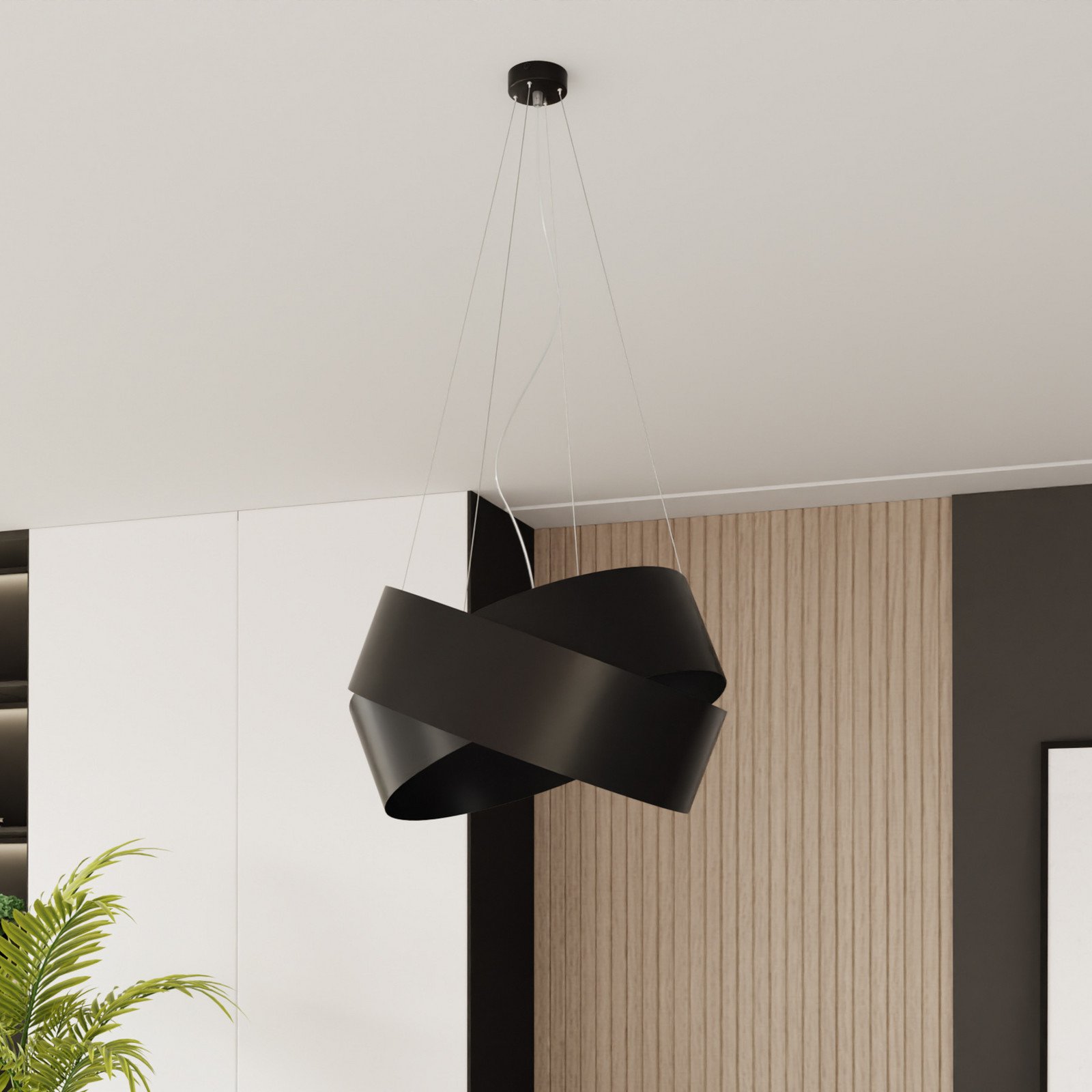 EMIBIG LIGHTING Lampă suspendată Vieno din inele de oțel negru - Camera de zi / sufragerie - Modern - Metal