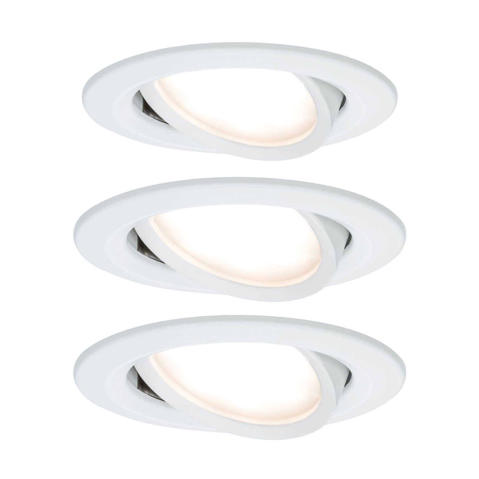 Paulmann Nova LED inbouwspot per 3, gezwenkt, wit