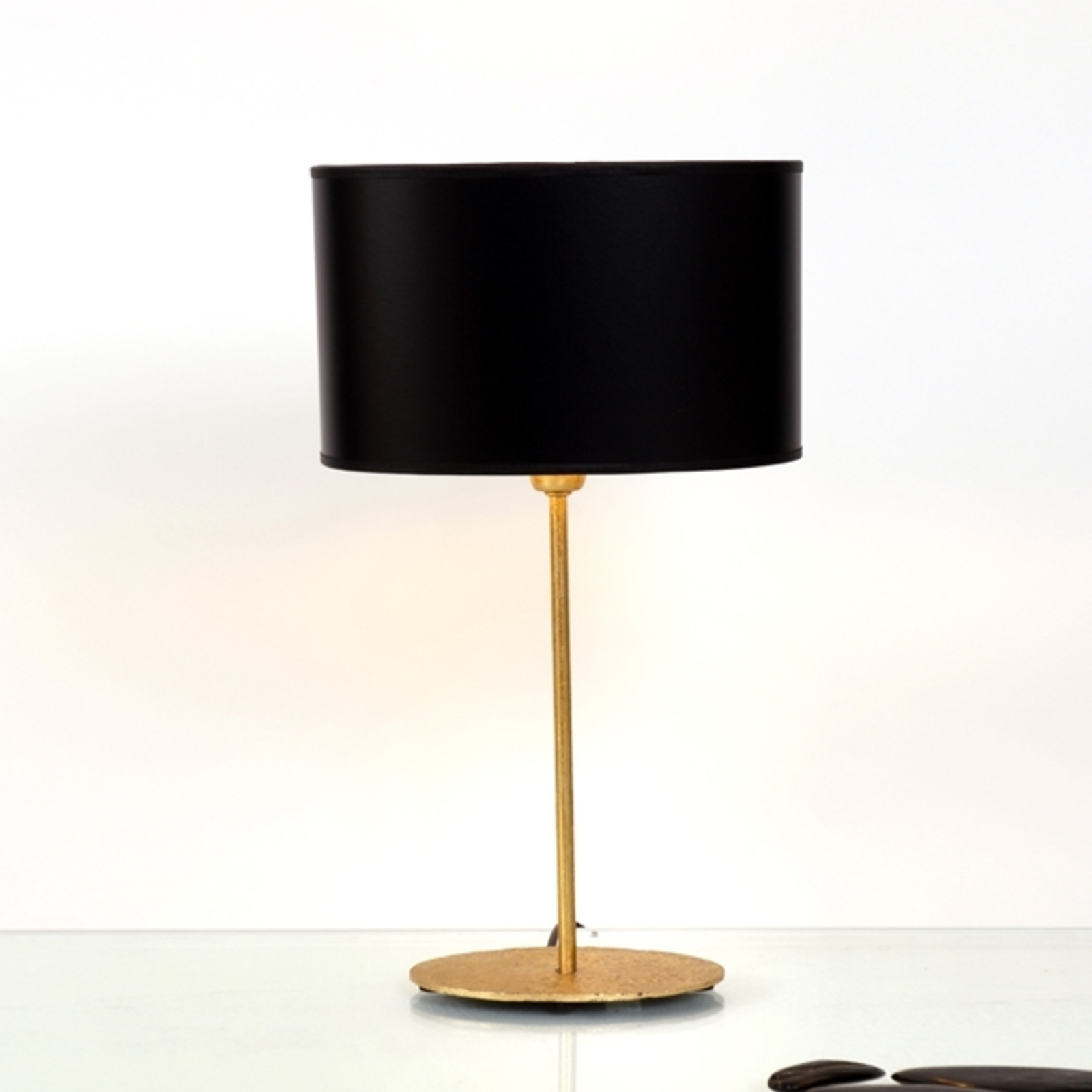 J. Holländer Beautiful table lamp Mattia with oval shade, for Living / Dining Room, iron, blank disc, E27, 40 W, energy efficiency: A++, W: 26 cm, H: 45 cm