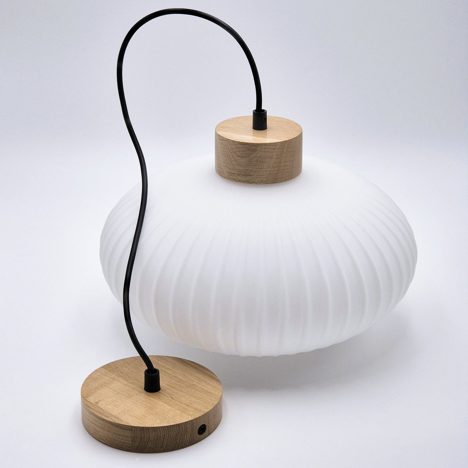 Pakabinamas šviestuvas "Harmony", Ø 25 cm, baltas/ąžuolas, stiklas/medis