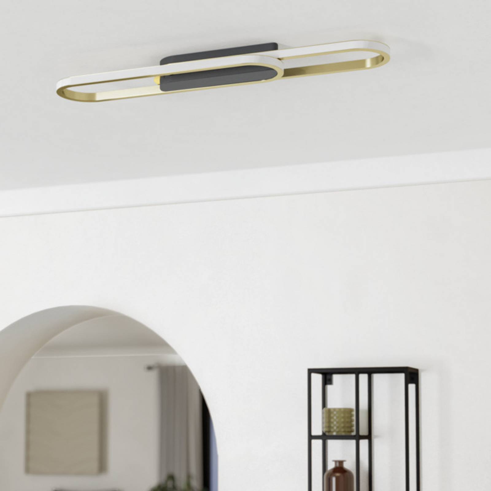 Lampa sufitowa LED EGLO CONIVARENA, czarna/mosiężna, 69 cm, CCT