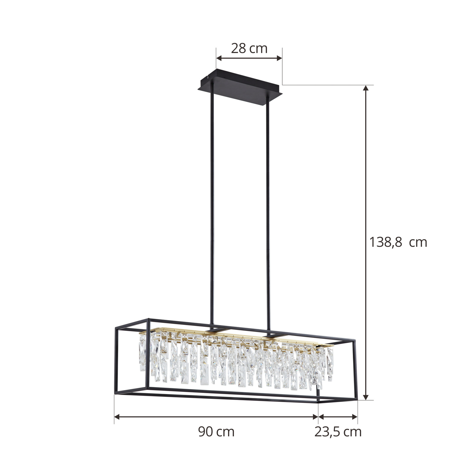 Lucande Kassi LED hanging light, 3,000K, dimmable, crystal optics