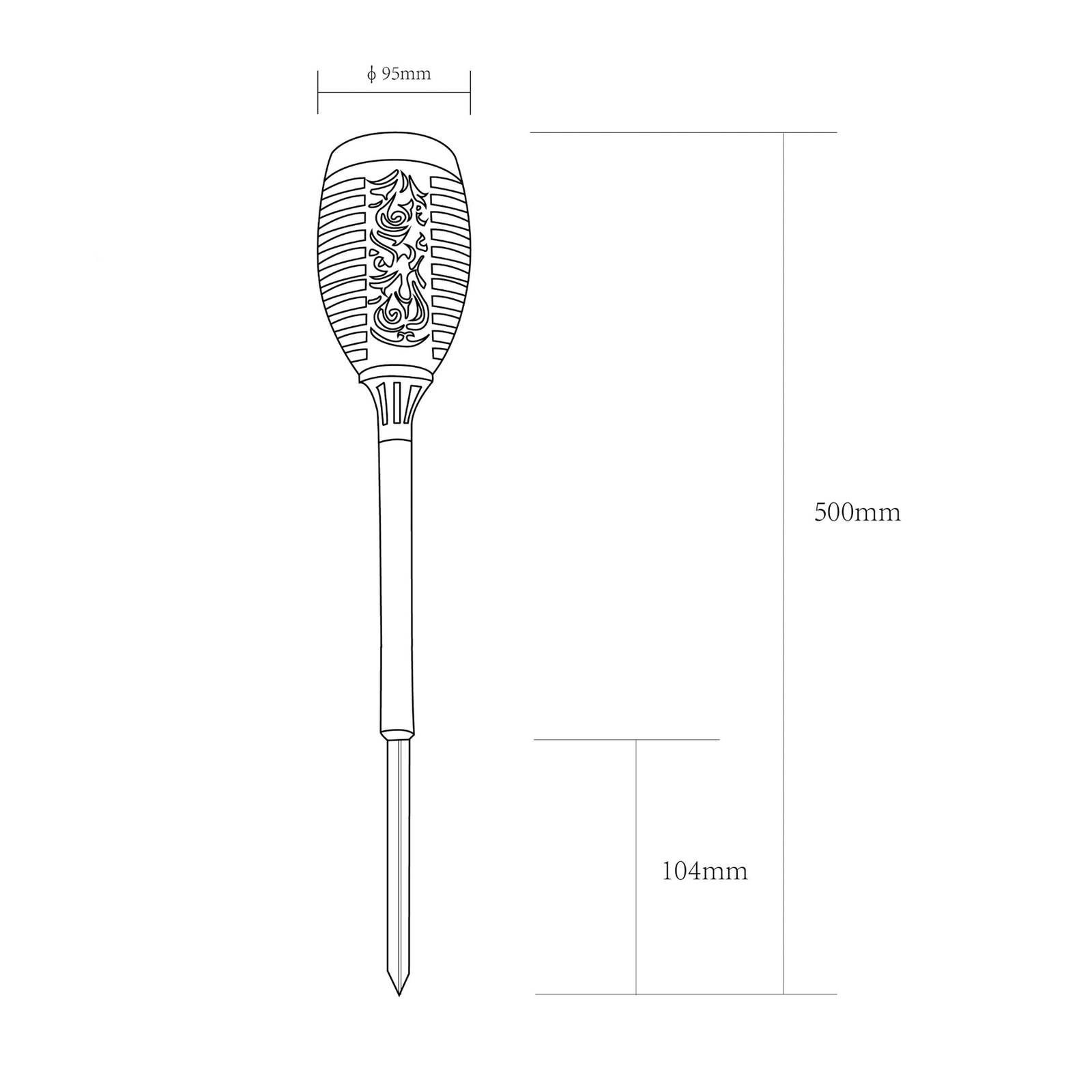 LED-Solar-Erdspießleuchte 33535-2, Fackel, schwarz, 2er-Set günstig online kaufen