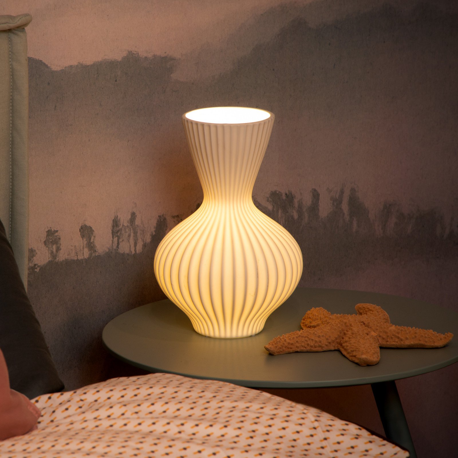 Lucide Momoro lampă de masă porțelan 30 cm - Camera de zi / sufragerie - alb - Ceramică