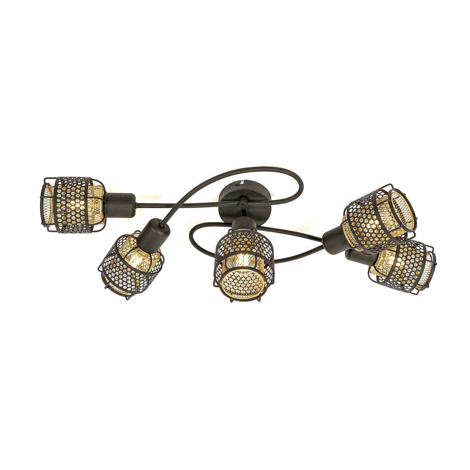 Eudoria 5 Round Stropní Lampa Black/Gold - Lindby
