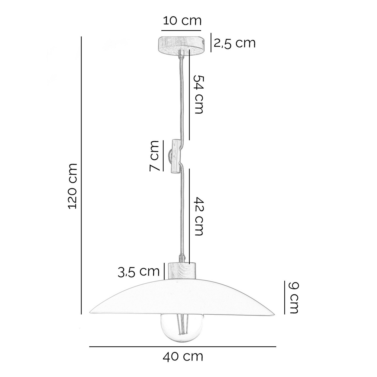 Hängeleuchte OHANA, Opalglas, Eichenholz, Ø 40 cm, E27