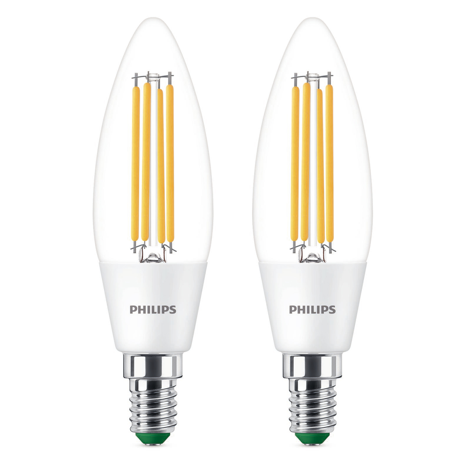 Philips LED bulb E14 B35 2.3 W 485lm 3,000K 2-pack