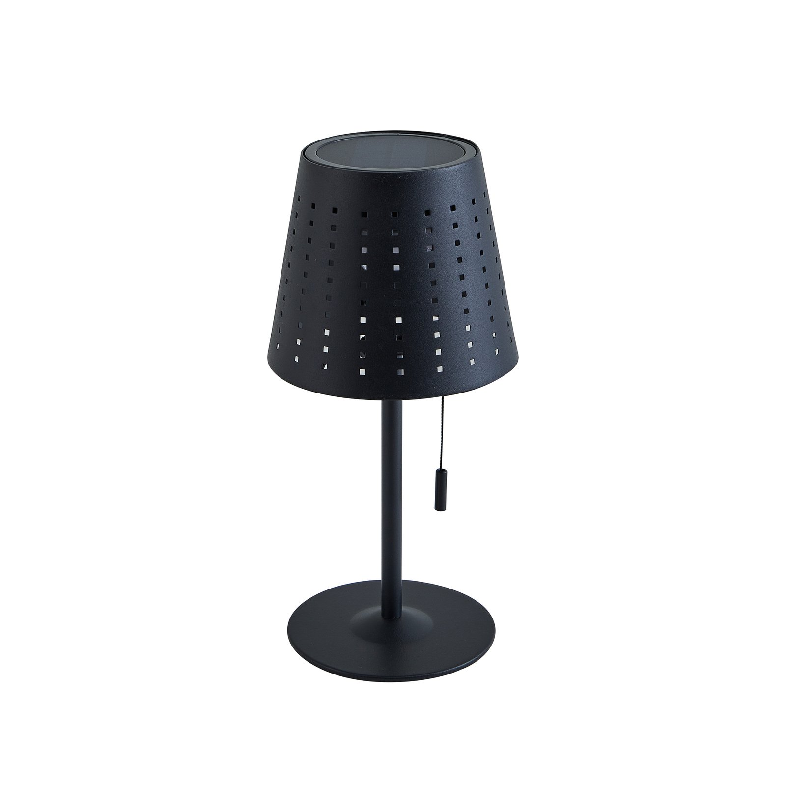 Lindby LED-solcellelampe Hilario, svart, jern, oppladbart batteri