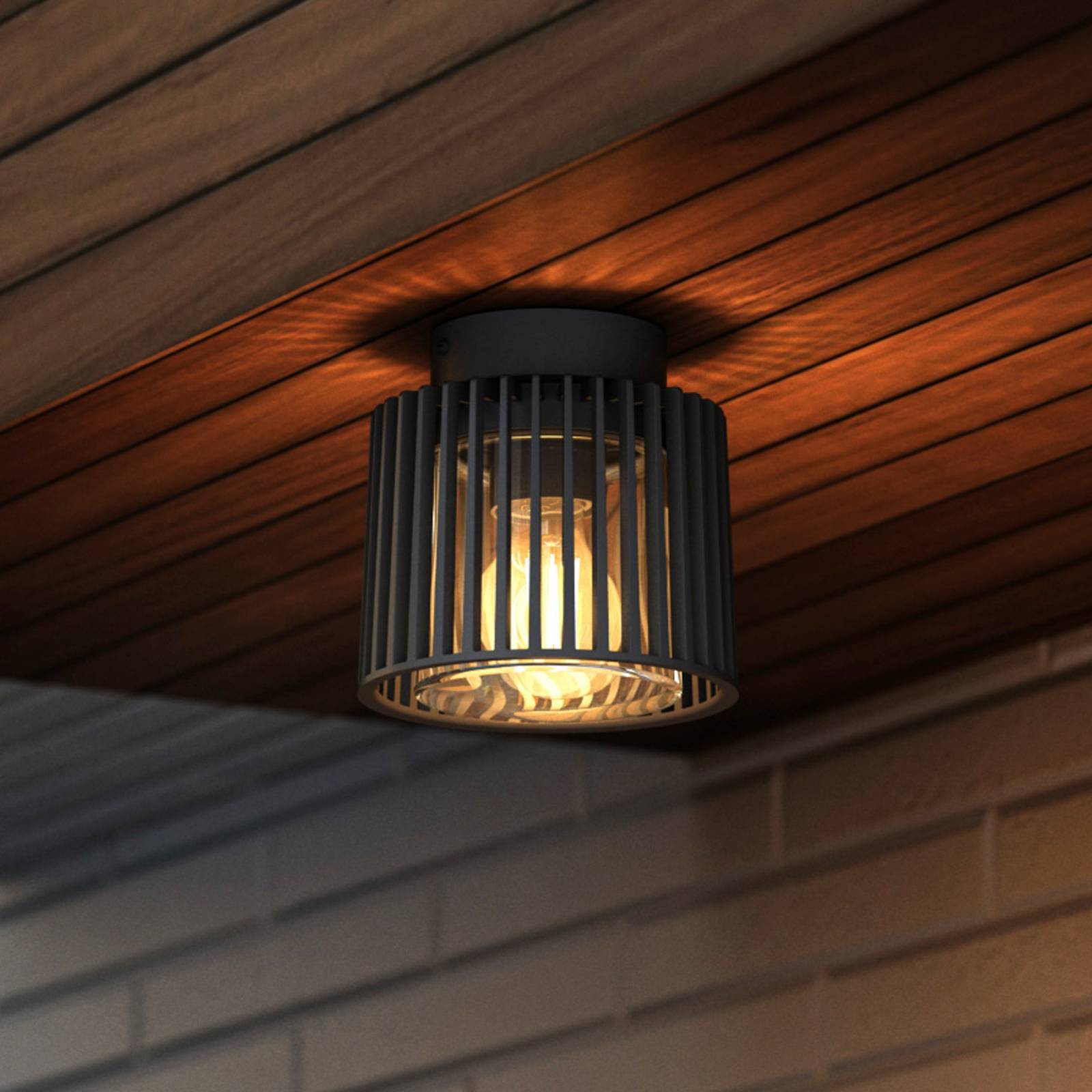 Lutec Shyne Outdoor Ceiling Light, Black, 16 Cm, Metal, Ip54, E27