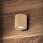 Aplique de pared Eve, haya, madera, Ø 8 cm, GU10