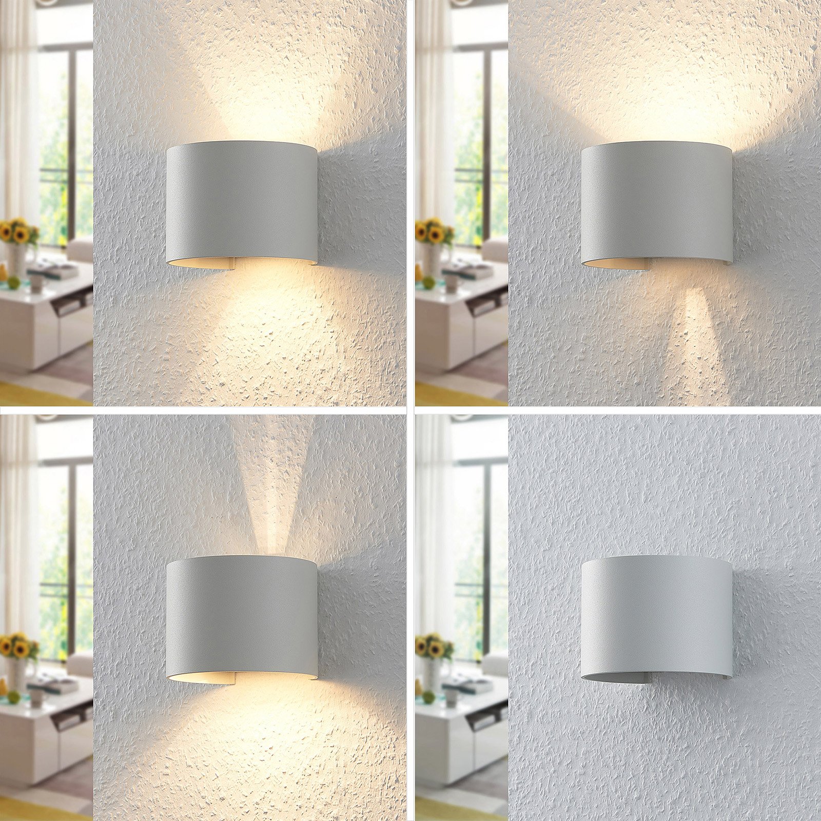 White Zuzana LED wall light, round